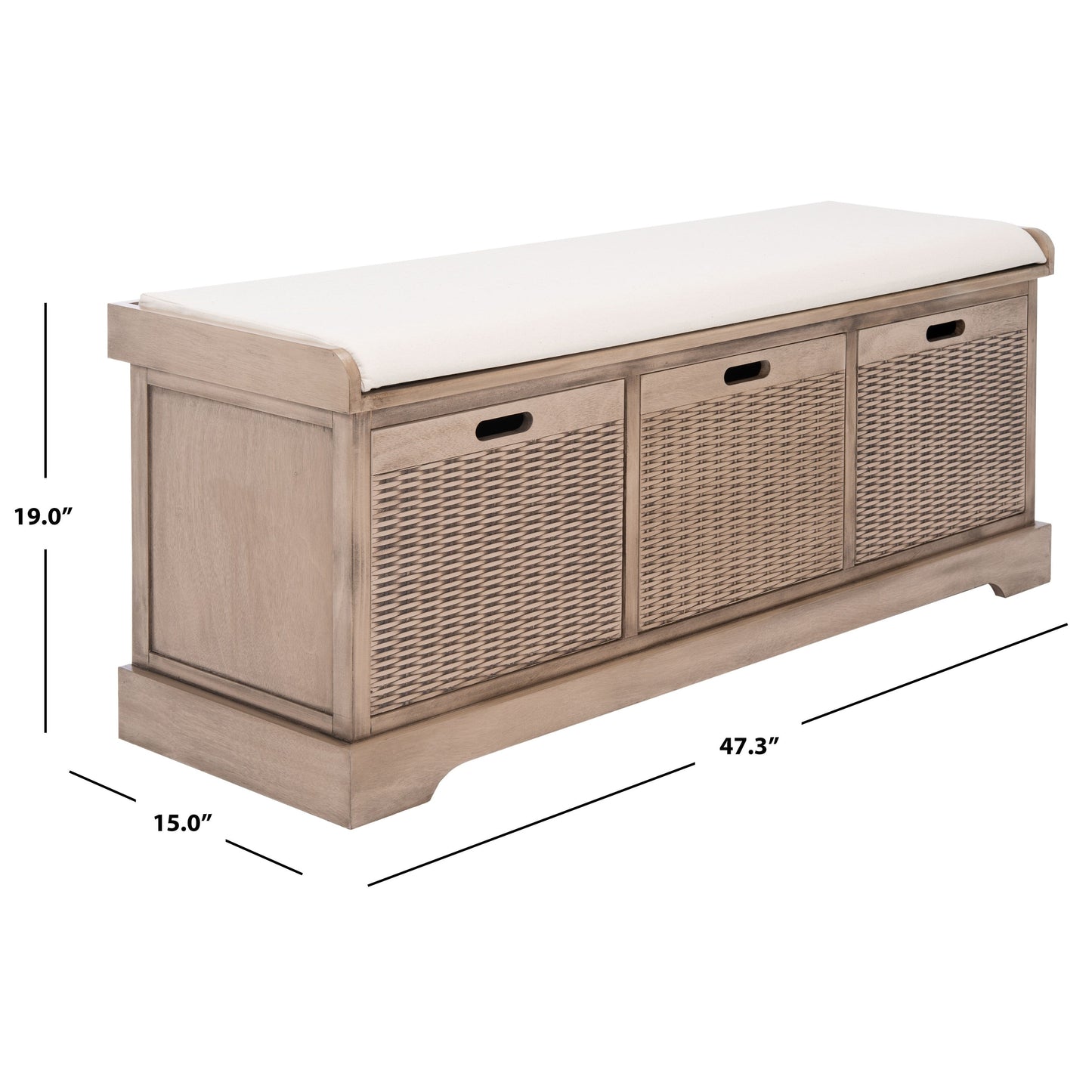 SAFAVIEH Fiorello panca con 3 cassetti e vano portaoggetti - 47,3 L x 38 P x 48 A - 47Lx38Px48A