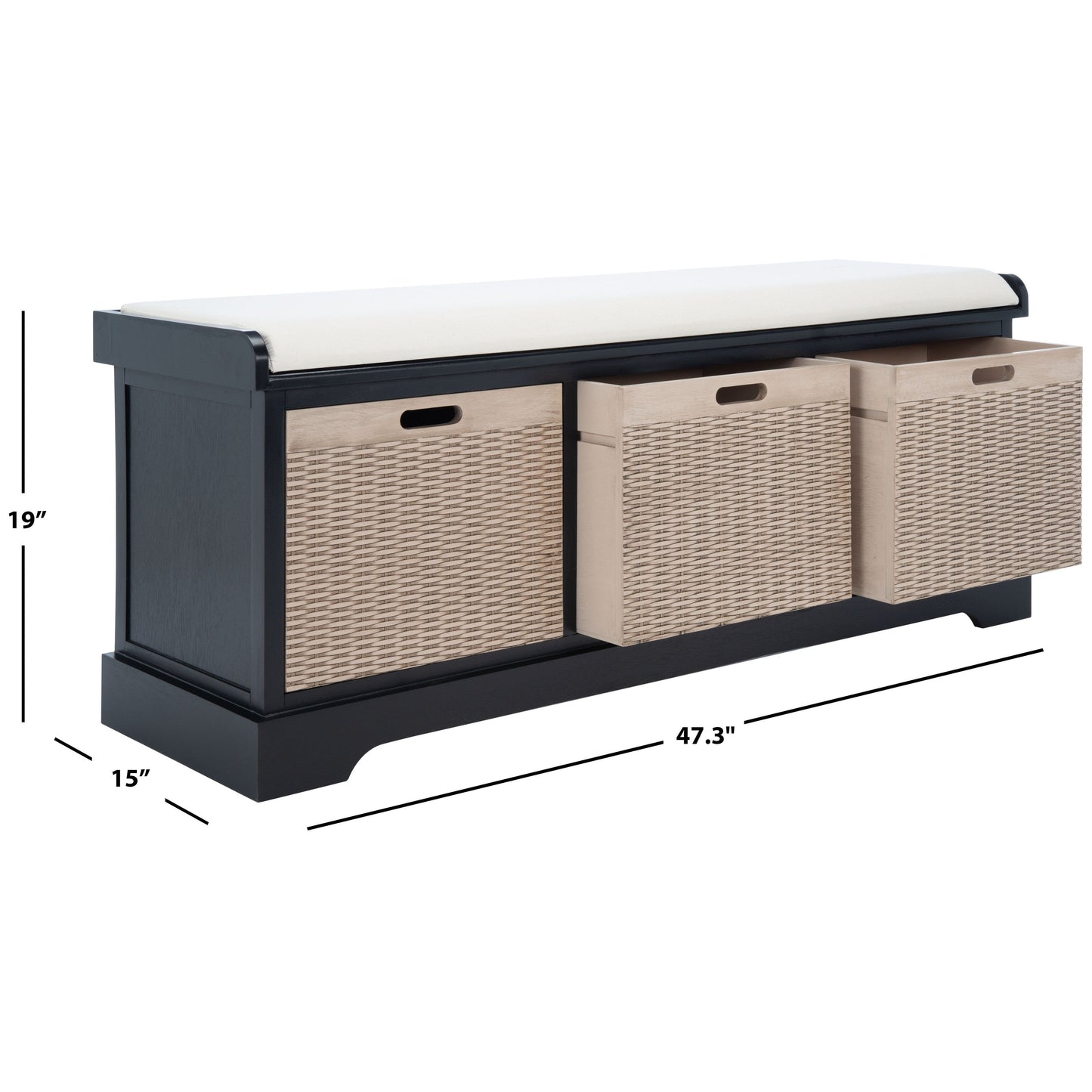 SAFAVIEH Fiorello panca con 3 cassetti e vano portaoggetti - 47,3 L x 38 P x 48 A - 47Lx38Px48A