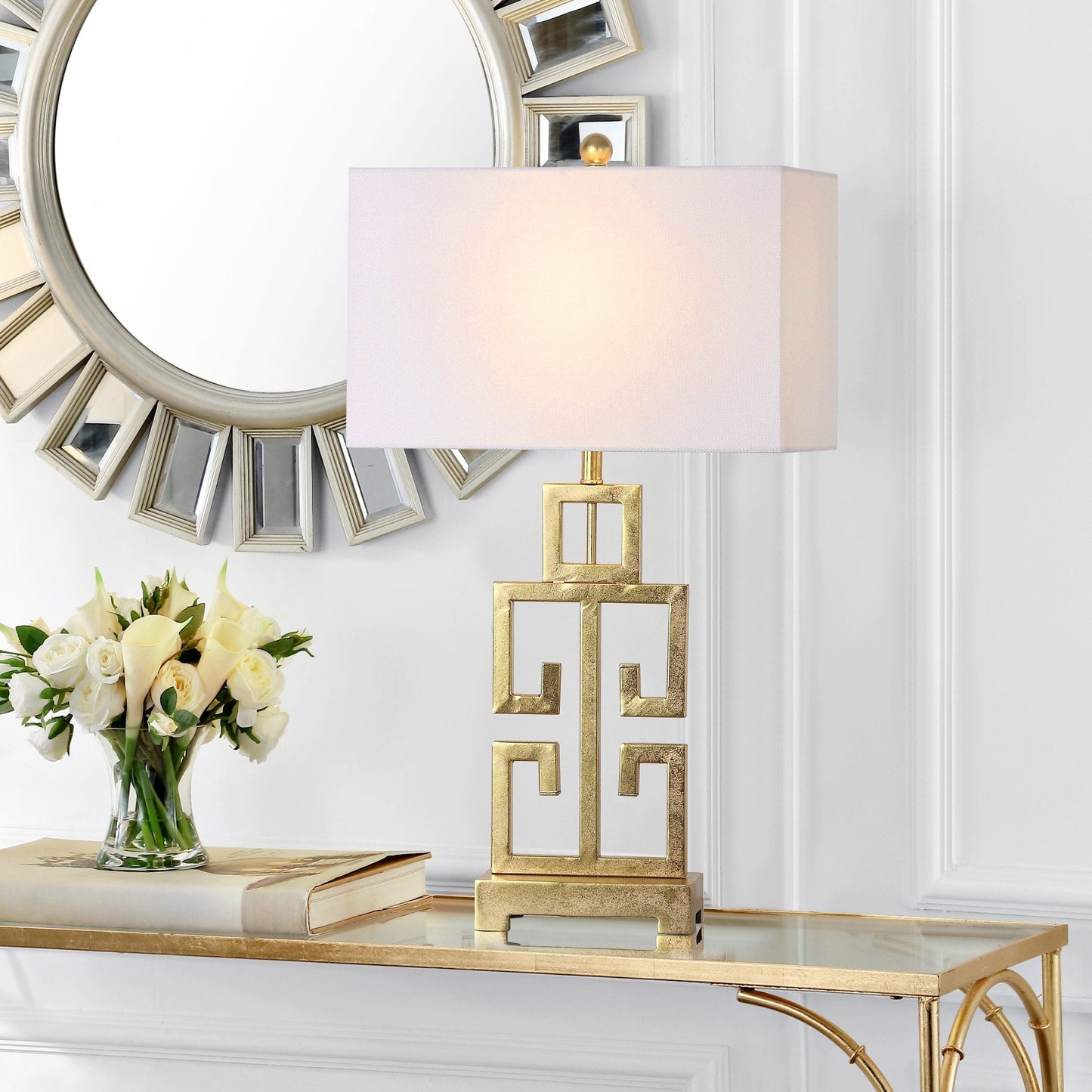 Lampada da tavolo SAFAVIEH Lighting Chantelle Greek Antiqued Gold da 29 pollici (confezione da 2) - 16W x 9D x 29H