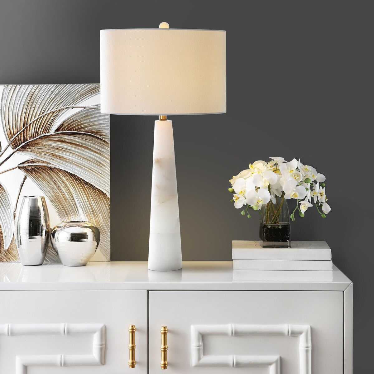 Lampada da tavolo a LED in alabastro Giorgiana da 76 cm di SAFAVIEH - 38x38x76 cm - 38Lx38Px76H