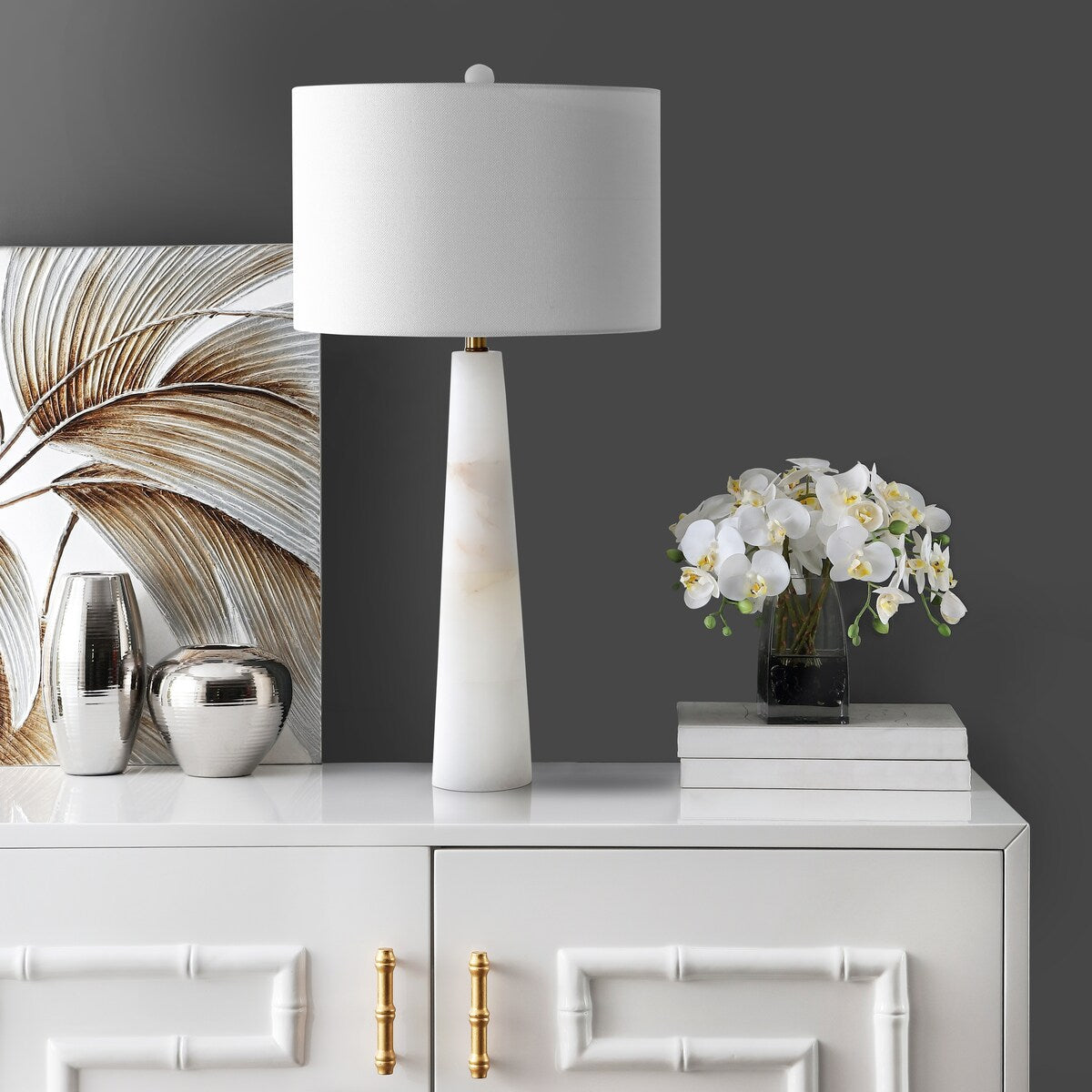 Lampada da tavolo a LED in alabastro Giorgiana da 76 cm di SAFAVIEH - 38x38x76 cm - 38Lx38Px76H