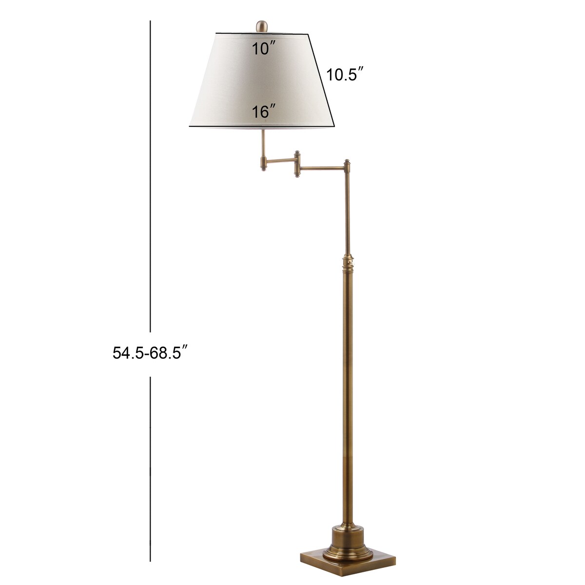 Lampada da terra girevole Tracee SAFAVIEH Lighting, 60 pollici, oro - 16x16x54,5-68,5 - 16Lx16Px69H