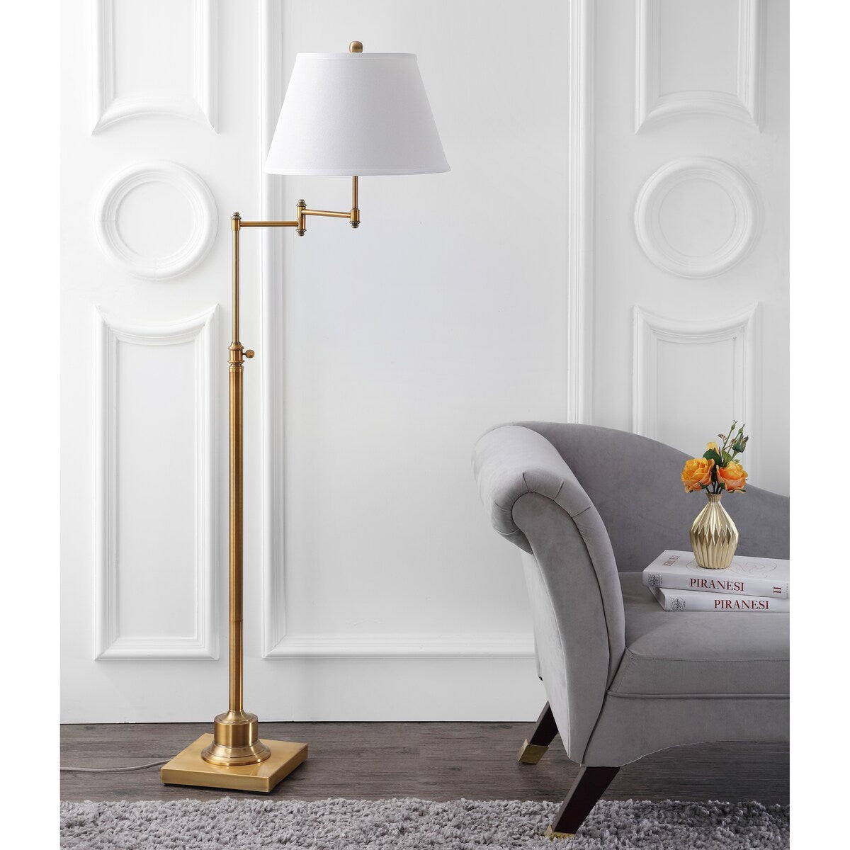 Lampada da terra girevole Tracee SAFAVIEH Lighting, 60 pollici, oro - 16x16x54,5-68,5 - 16Lx16Px69H