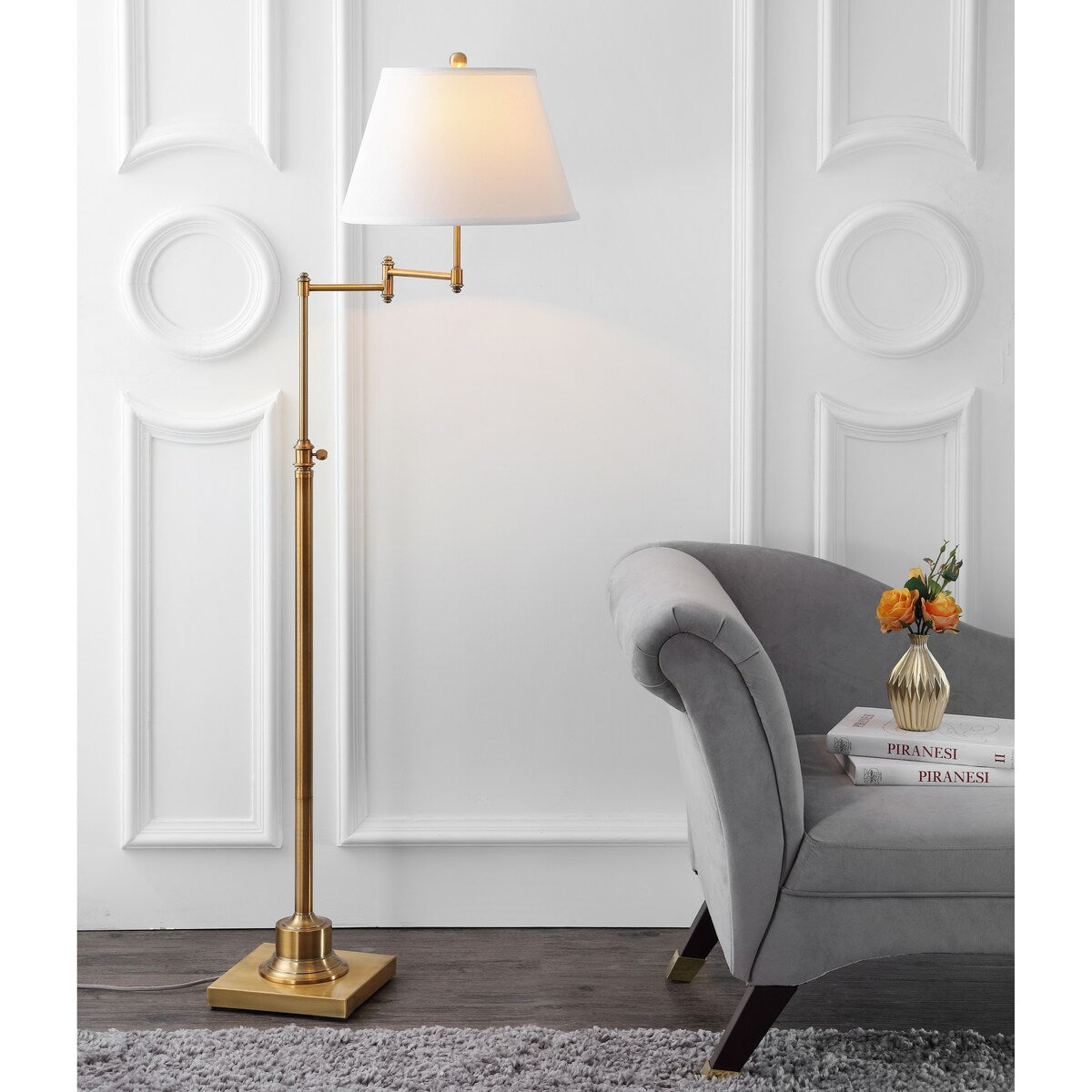 Lampada da terra girevole Tracee SAFAVIEH Lighting, 60 pollici, oro - 16x16x54,5-68,5 - 16Lx16Px69H