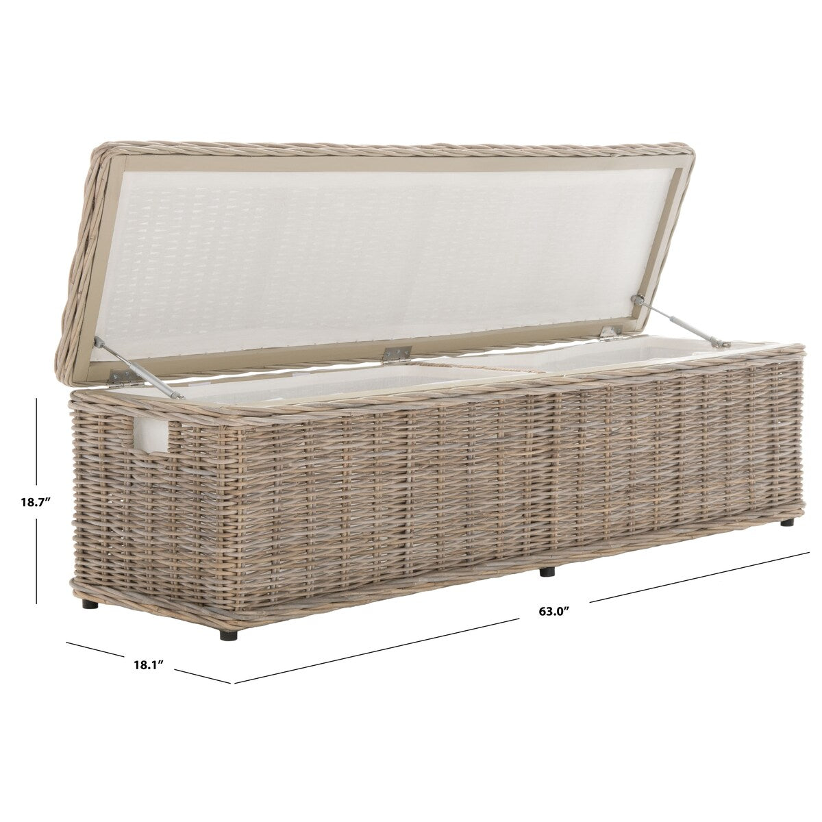 SAFAVIEH Marcelien Grey Natural Rattan Storage Trunk - 63 x 18.1 x 18.7 - 63Lx18Ax19H