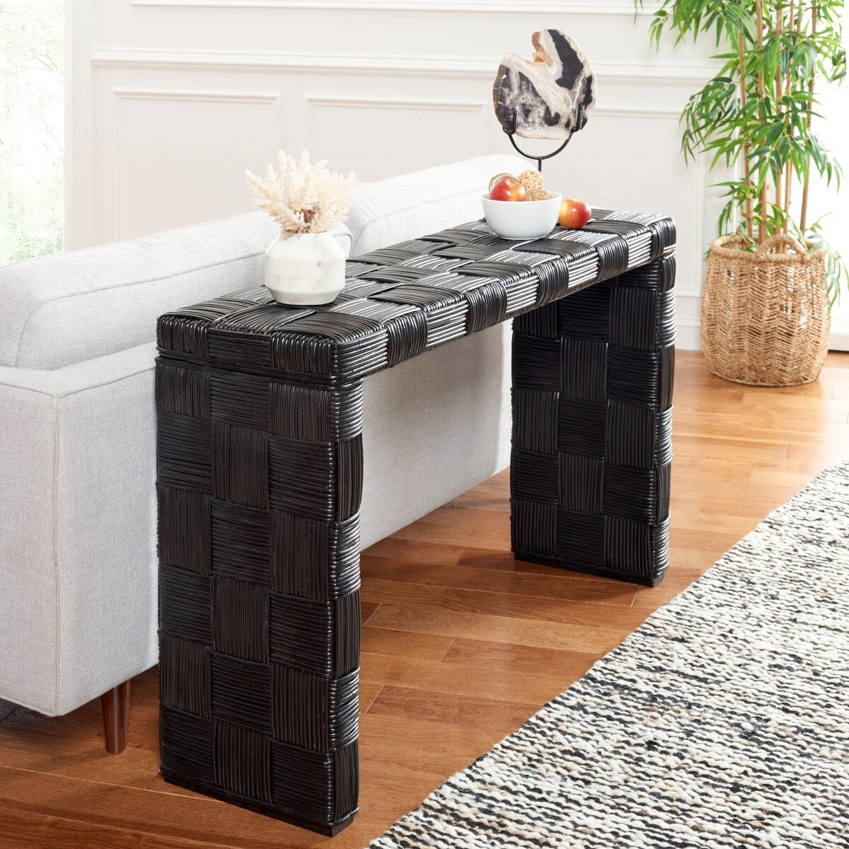 SAFAVIEH Mindel Tavolo Console in Rattan - 51Lx35Px81H