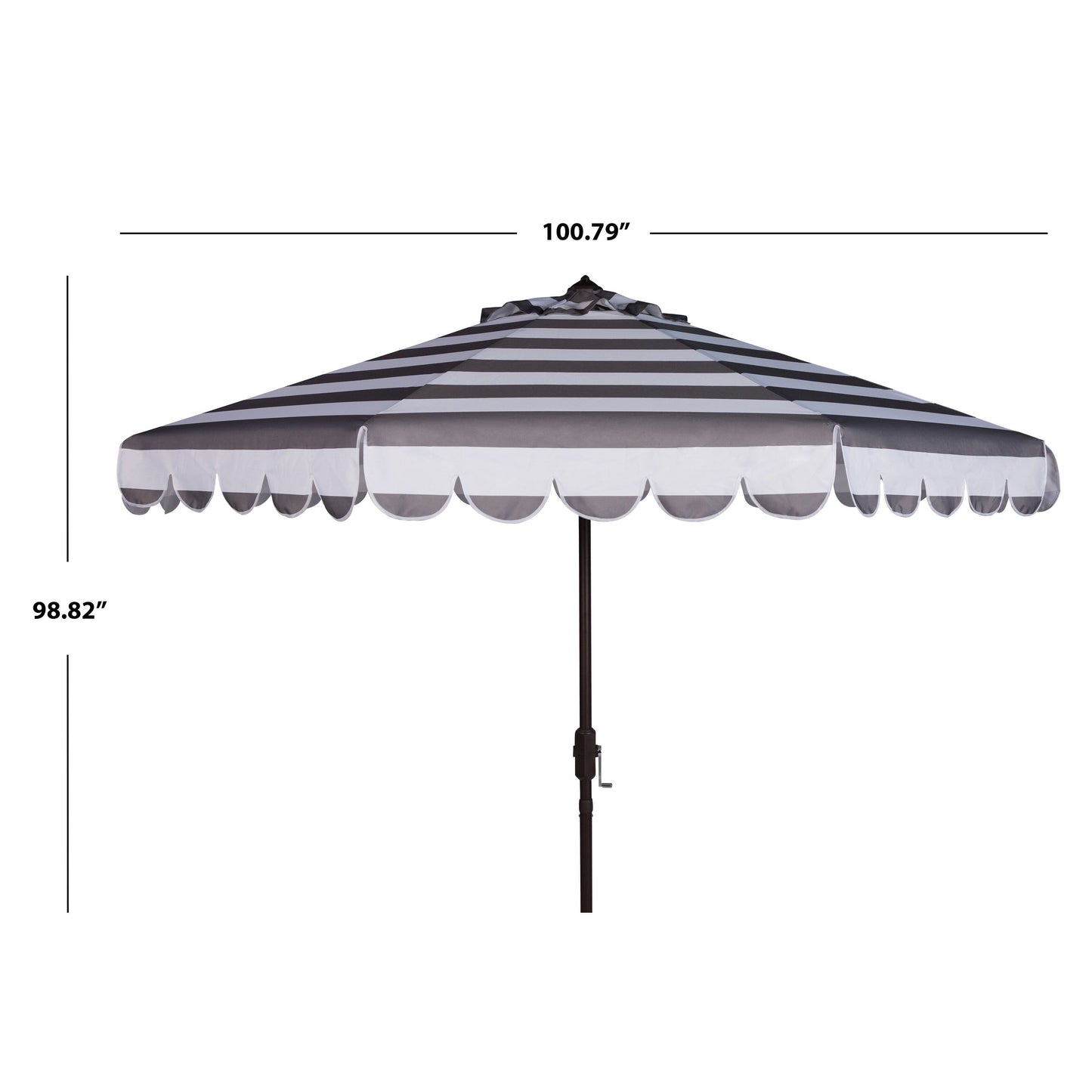 Ombrellone da giardino SAFAVIEH Nargiz a righe con bordi a scaglie, diametro 2,7 m, con manovella
