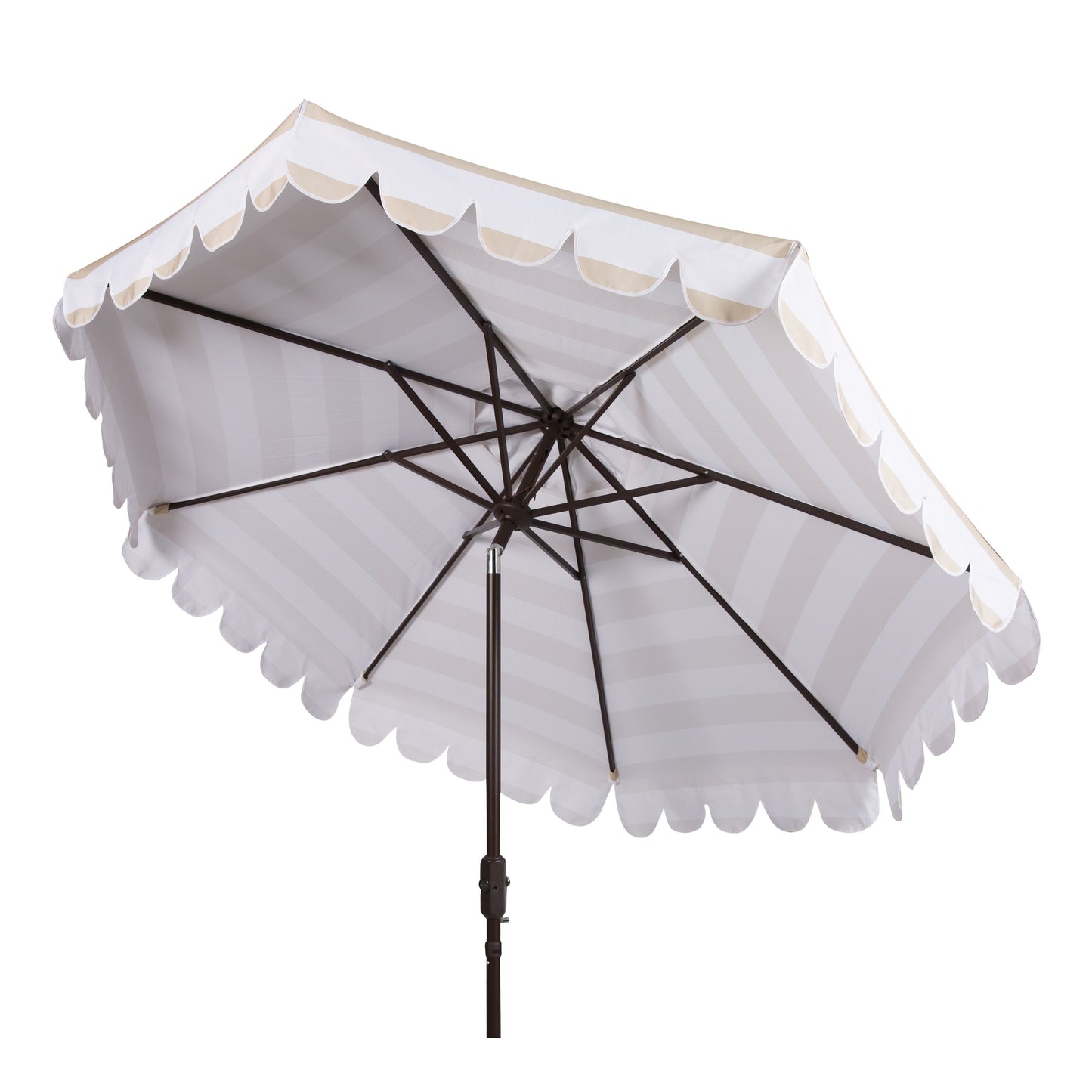 Ombrellone da giardino SAFAVIEH Nargiz a righe con bordi a scaglie, diametro 2,7 m, con manovella