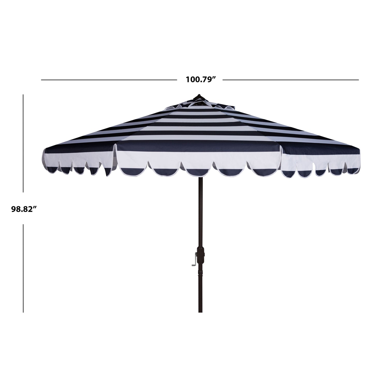 Ombrellone da giardino SAFAVIEH Nargiz a righe con bordi a scaglie, diametro 2,7 m, con manovella