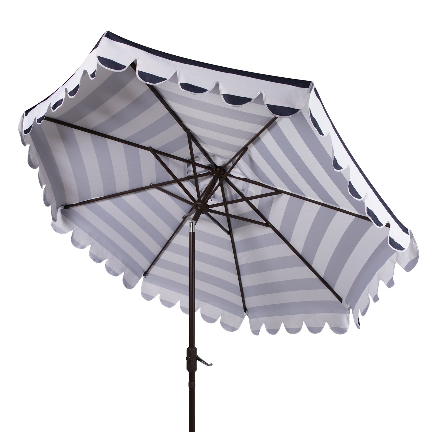 Ombrellone da giardino SAFAVIEH Nargiz a righe con bordi a scaglie, diametro 2,7 m, con manovella