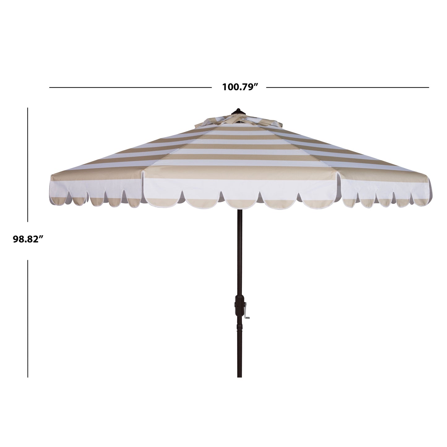 Ombrellone da giardino SAFAVIEH Nargiz a righe con bordi a scaglie, diametro 2,7 m, con manovella