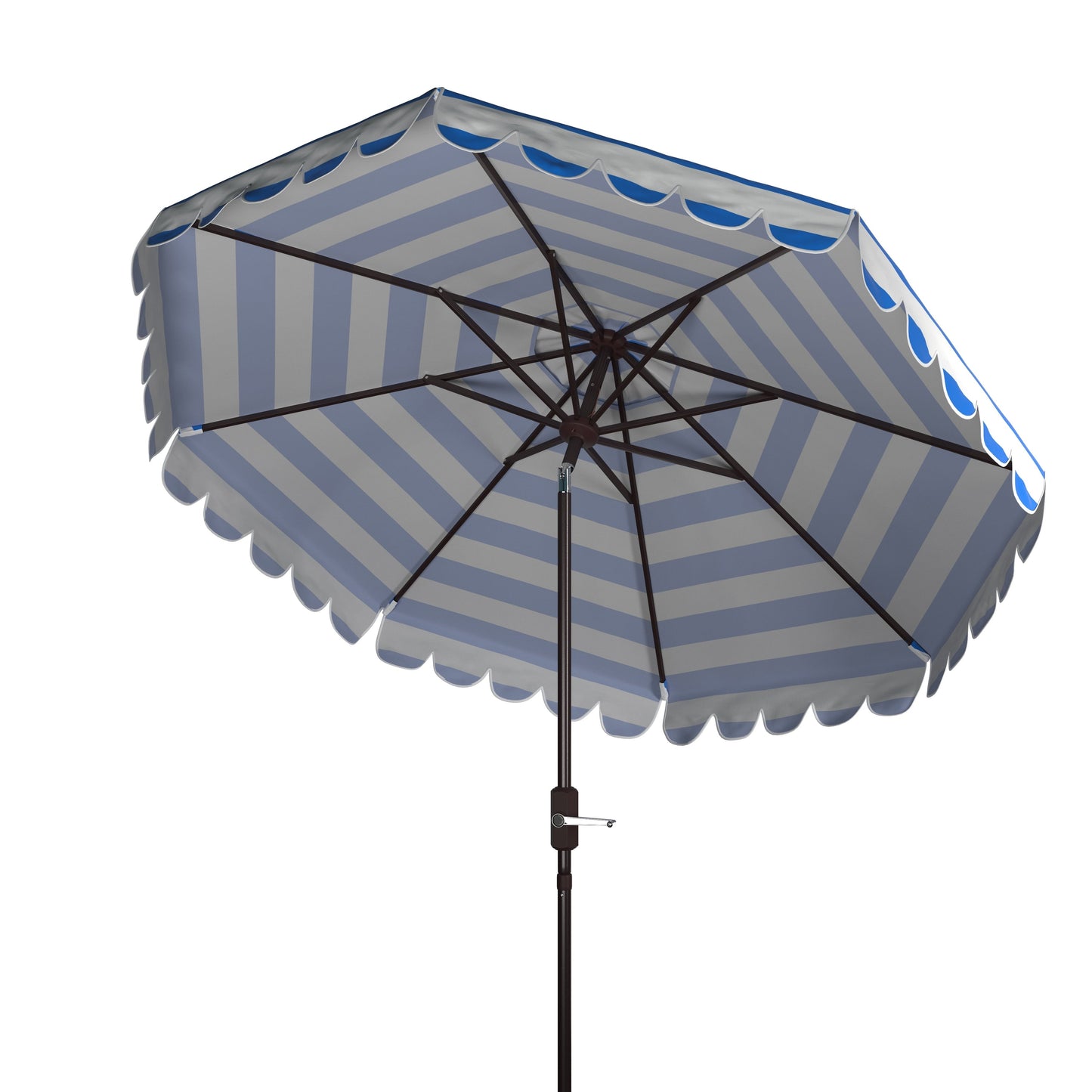 Ombrellone da giardino SAFAVIEH Nargiz a righe con bordi a scaglie, diametro 2,7 m, con manovella