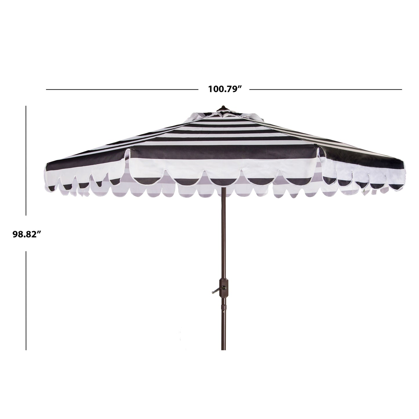 Ombrellone da giardino SAFAVIEH Nargiz a righe con bordi a scaglie, diametro 2,7 m, con manovella