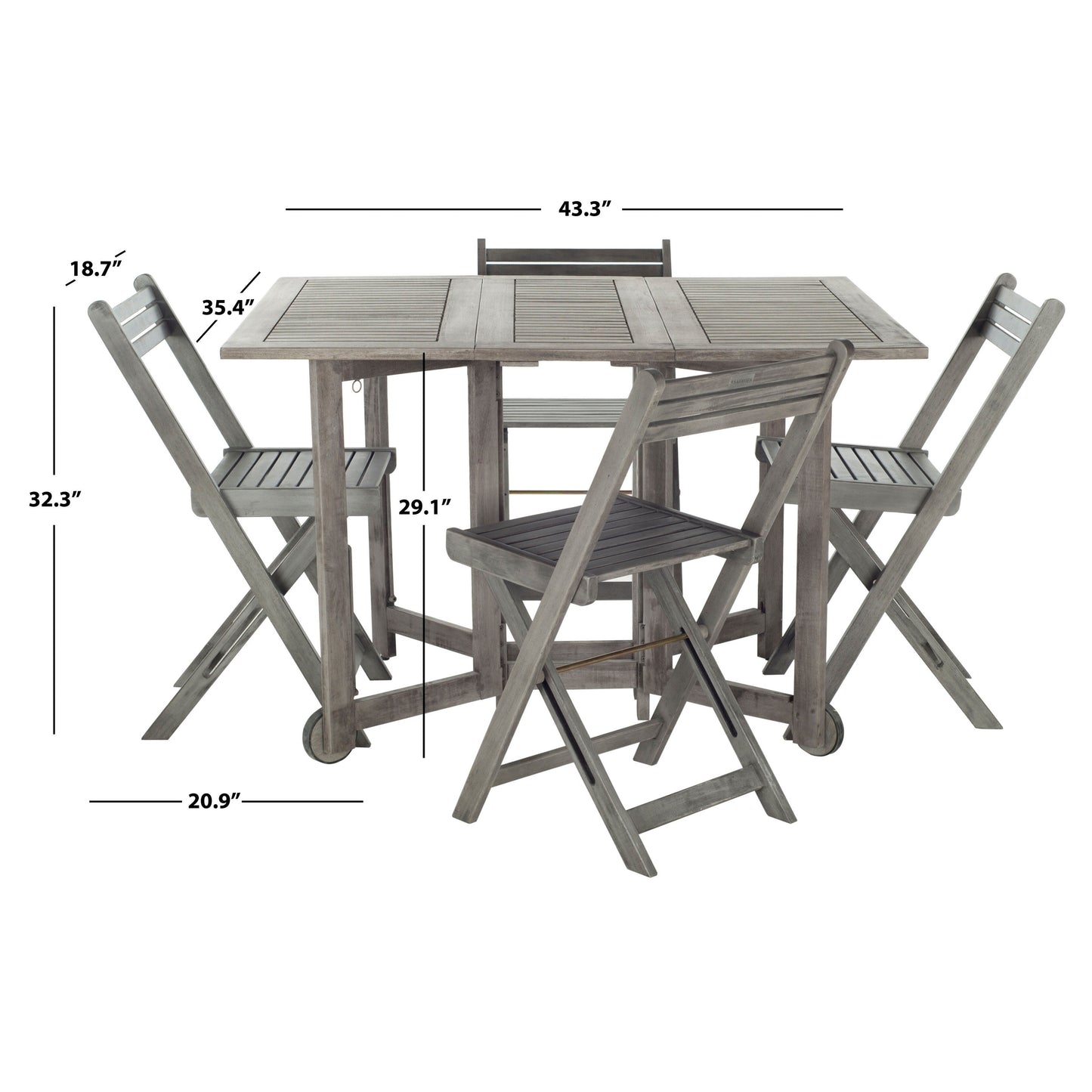 Set da pranzo da esterno SAFAVIEH Brandy da 5 pezzi - 109L x 89P x 74A (cm)