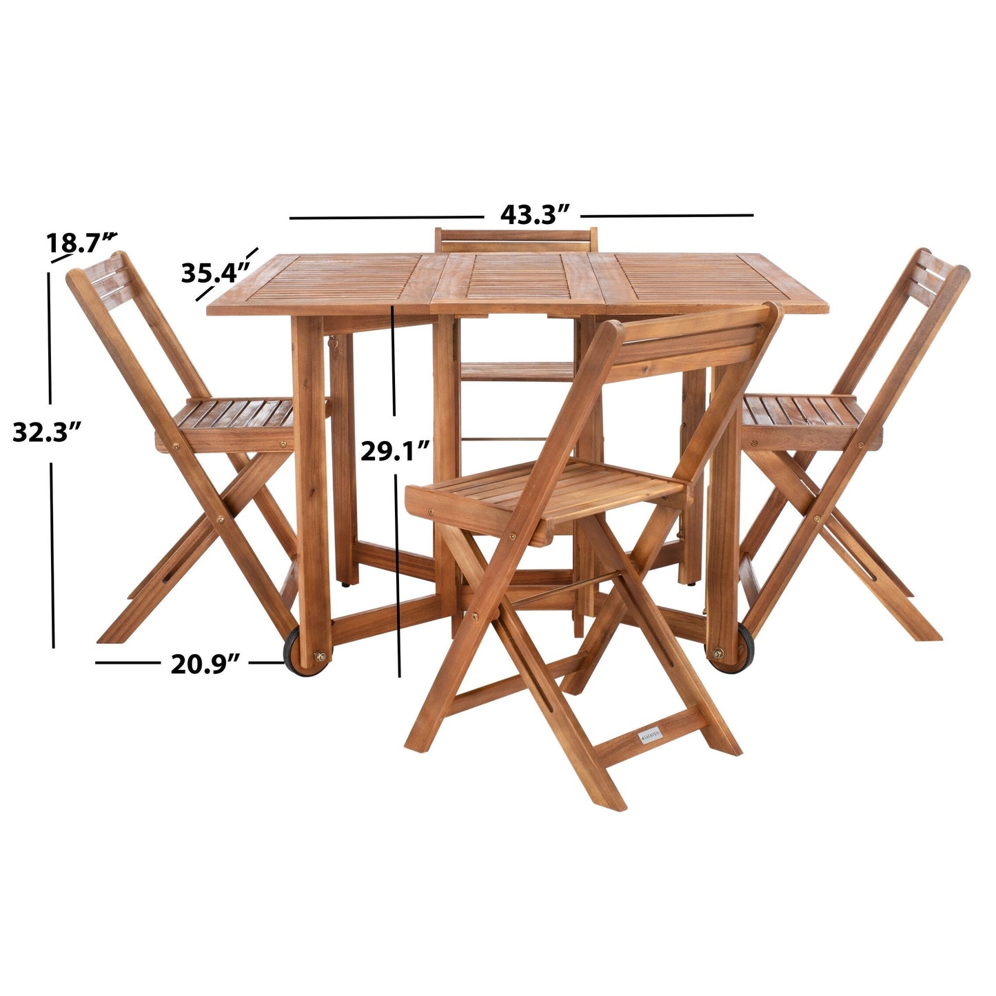 Set da pranzo da esterno SAFAVIEH Brandy da 5 pezzi - 109L x 89P x 74A (cm)