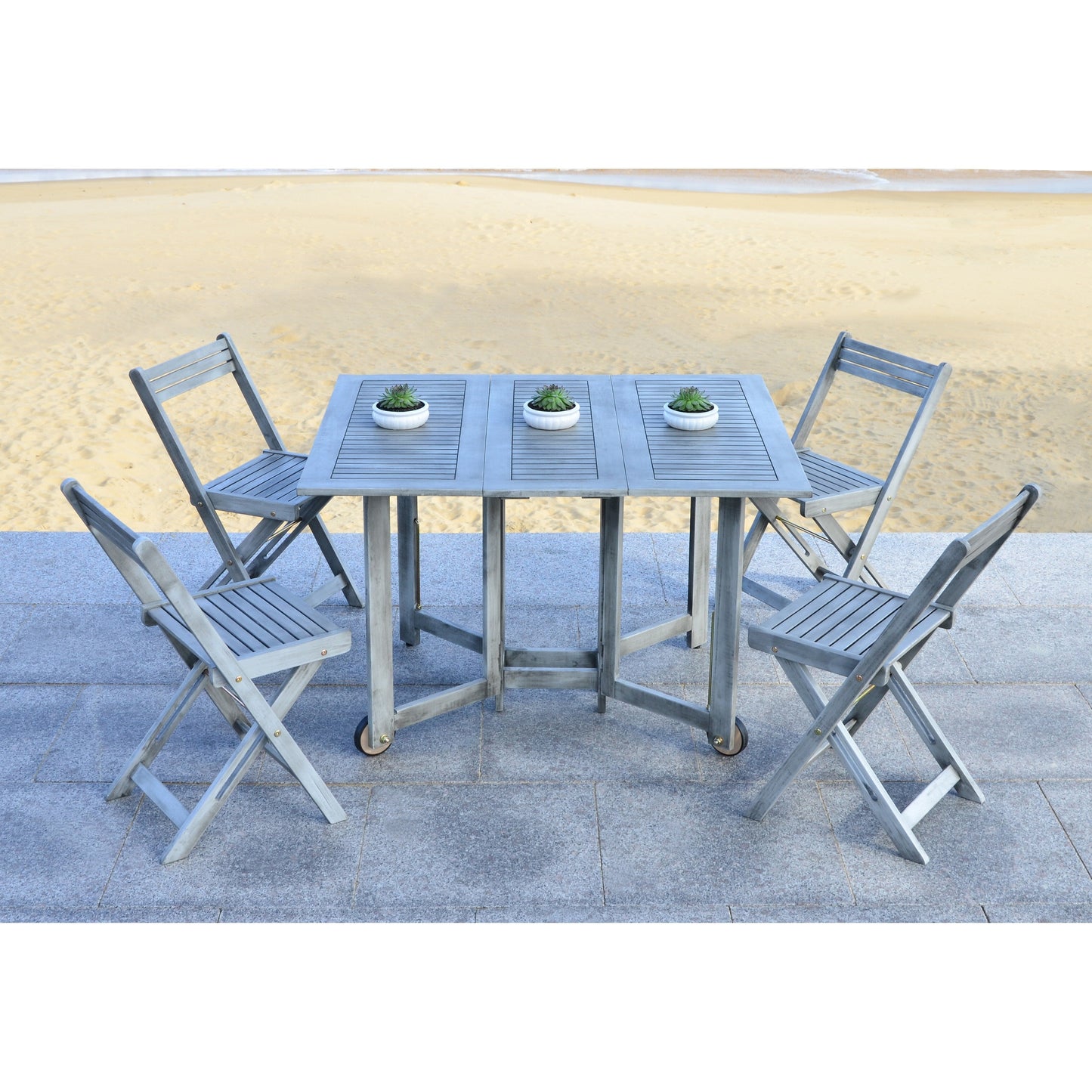 Set da pranzo da esterno SAFAVIEH Brandy da 5 pezzi - 109L x 89P x 74A (cm)
