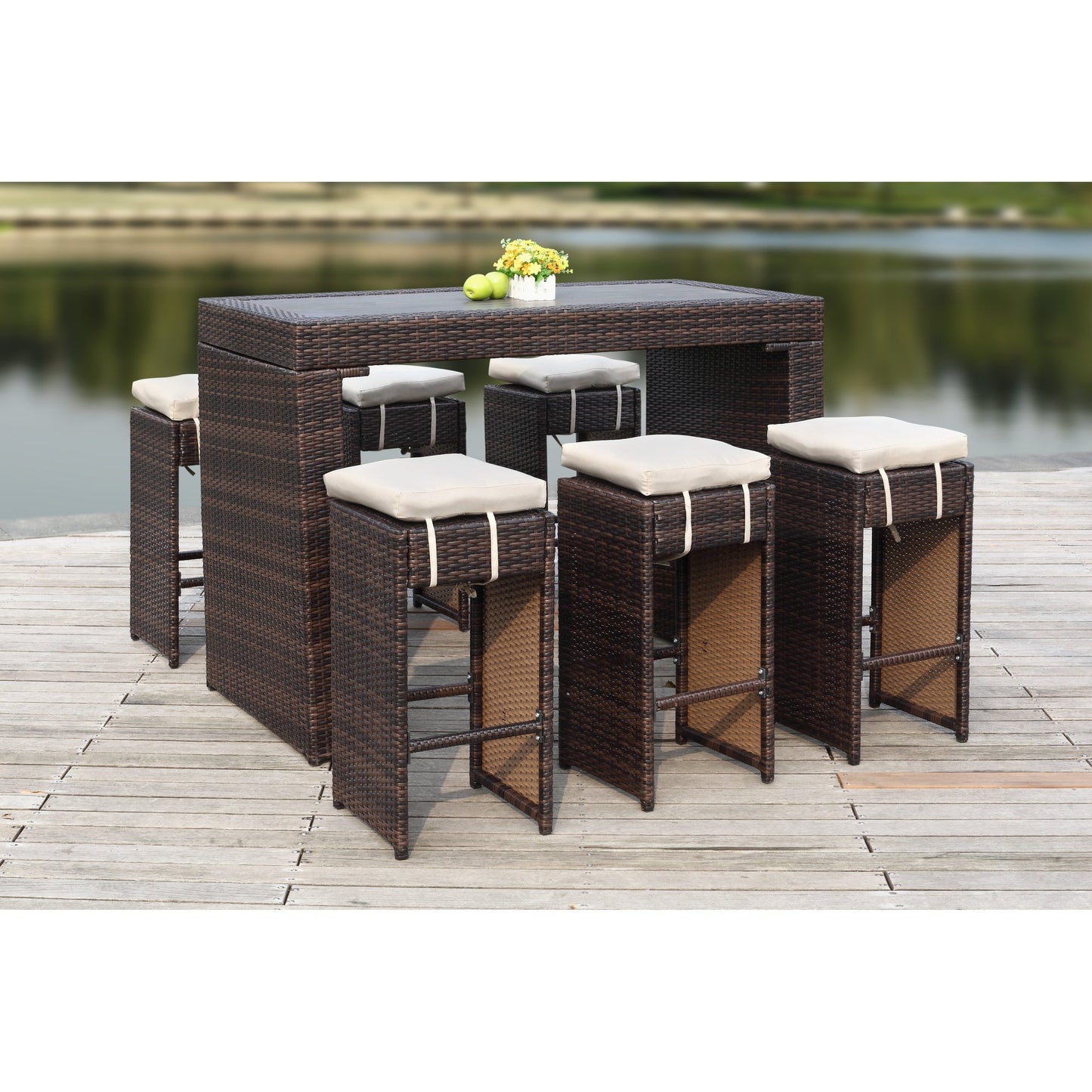 Set da Bar da Esterno Euda di SAFAVIEH (7 pezzi) - 73,7x150x107 cm (L x P x A)