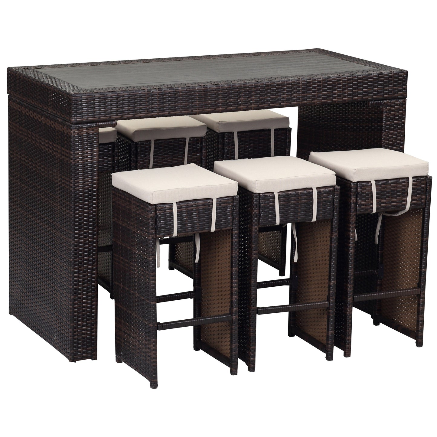 Set da Bar da Esterno Euda di SAFAVIEH (7 pezzi) - 73,7x150x107 cm (L x P x A)