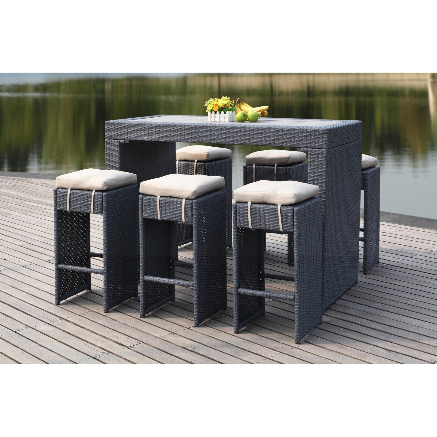 Set da Bar da Esterno Euda di SAFAVIEH (7 pezzi) - 73,7x150x107 cm (L x P x A)