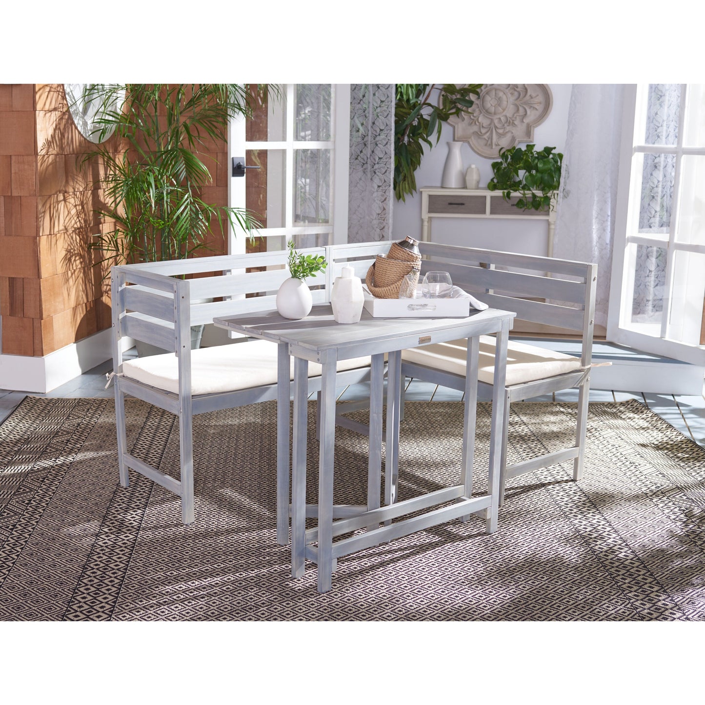 Set da salotto da esterno SAFAVIEH Kenna da 3 pezzi per balcone - 99x48x84 cm (LxPxA)