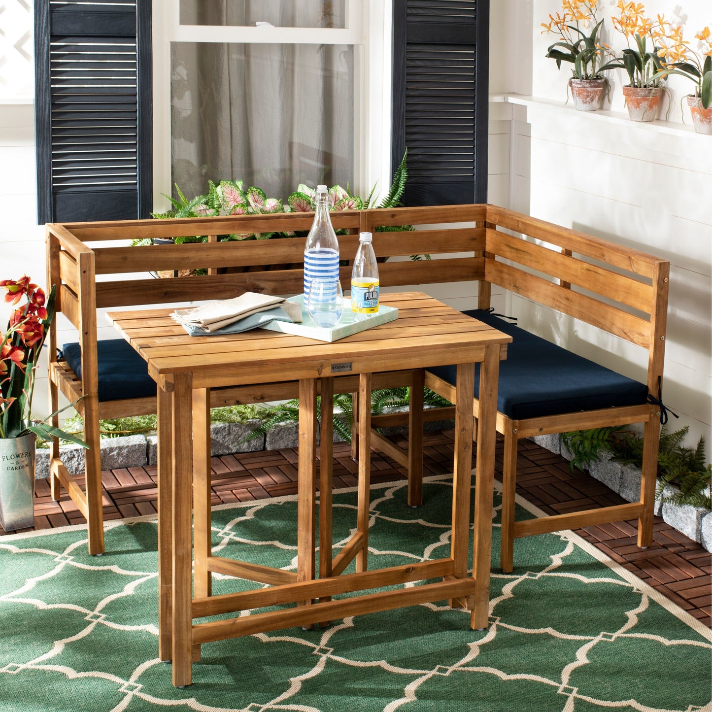 Set da salotto da esterno SAFAVIEH Kenna da 3 pezzi per balcone - 99x48x84 cm (LxPxA)