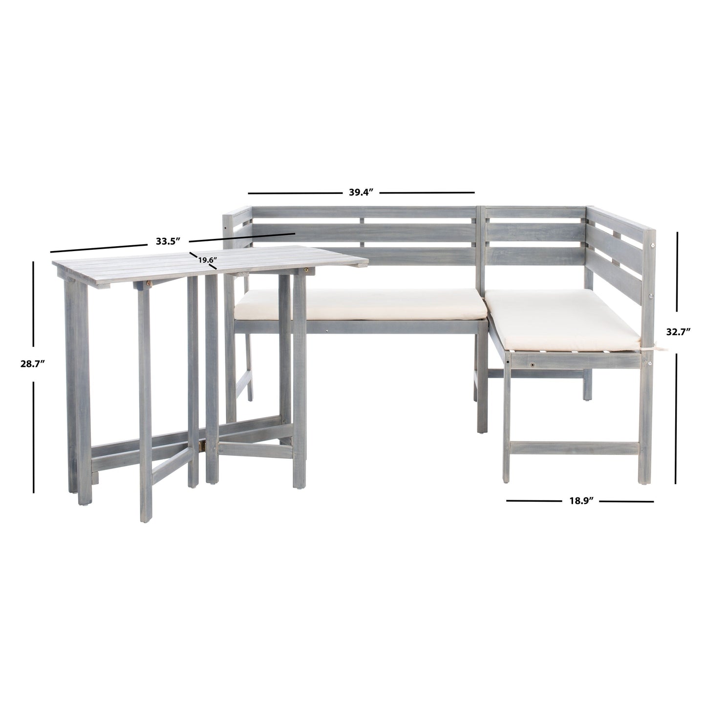 Set da salotto da esterno SAFAVIEH Kenna da 3 pezzi per balcone - 99x48x84 cm (LxPxA)