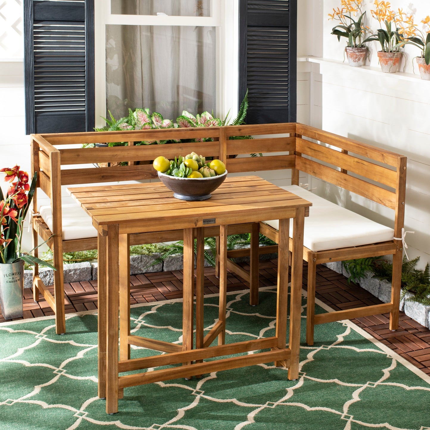 Set da salotto da esterno SAFAVIEH Kenna da 3 pezzi per balcone - 99x48x84 cm (LxPxA)