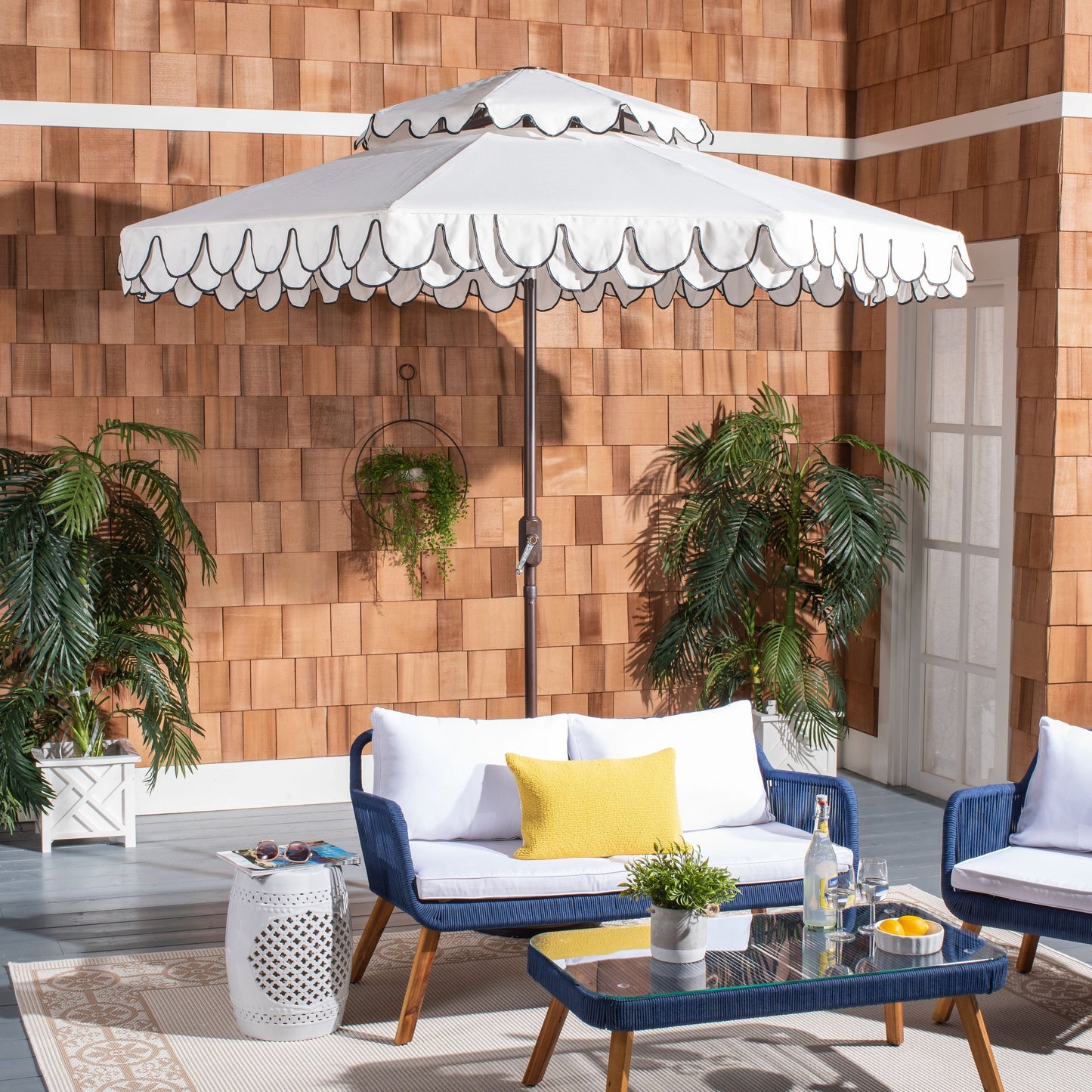 Ombrellone da giardino SAFAVIEH Kjerstin Valance da 2,7 m con doppia copertura