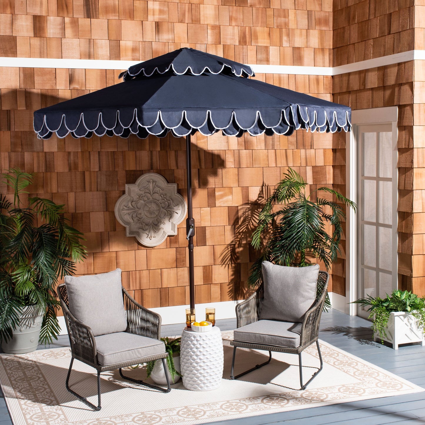 Ombrellone da giardino SAFAVIEH Kjerstin Valance da 2,7 m con doppia copertura