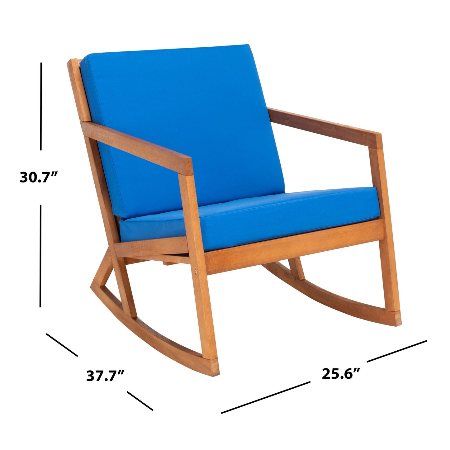 Sedia a dondolo da esterno Makaila di SAFAVIEH con cuscino - 66L x 79P x 97H (cm)