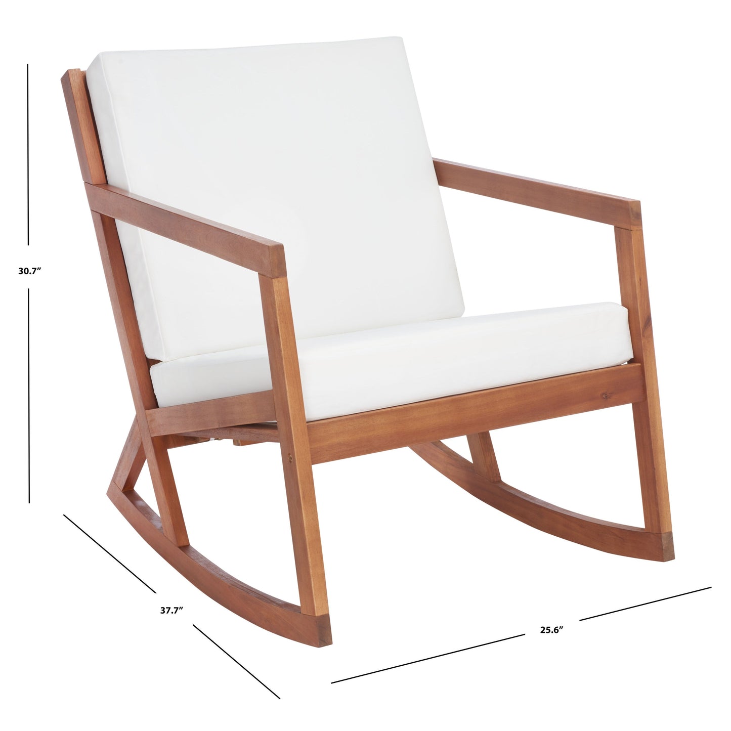 Sedia a dondolo da esterno Makaila di SAFAVIEH con cuscino - 66L x 79P x 97H (cm)