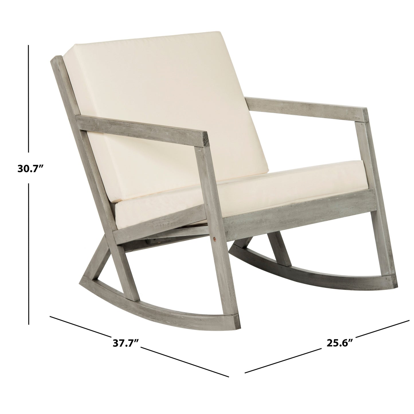 Sedia a dondolo da esterno Makaila di SAFAVIEH con cuscino - 66L x 79P x 97H (cm)