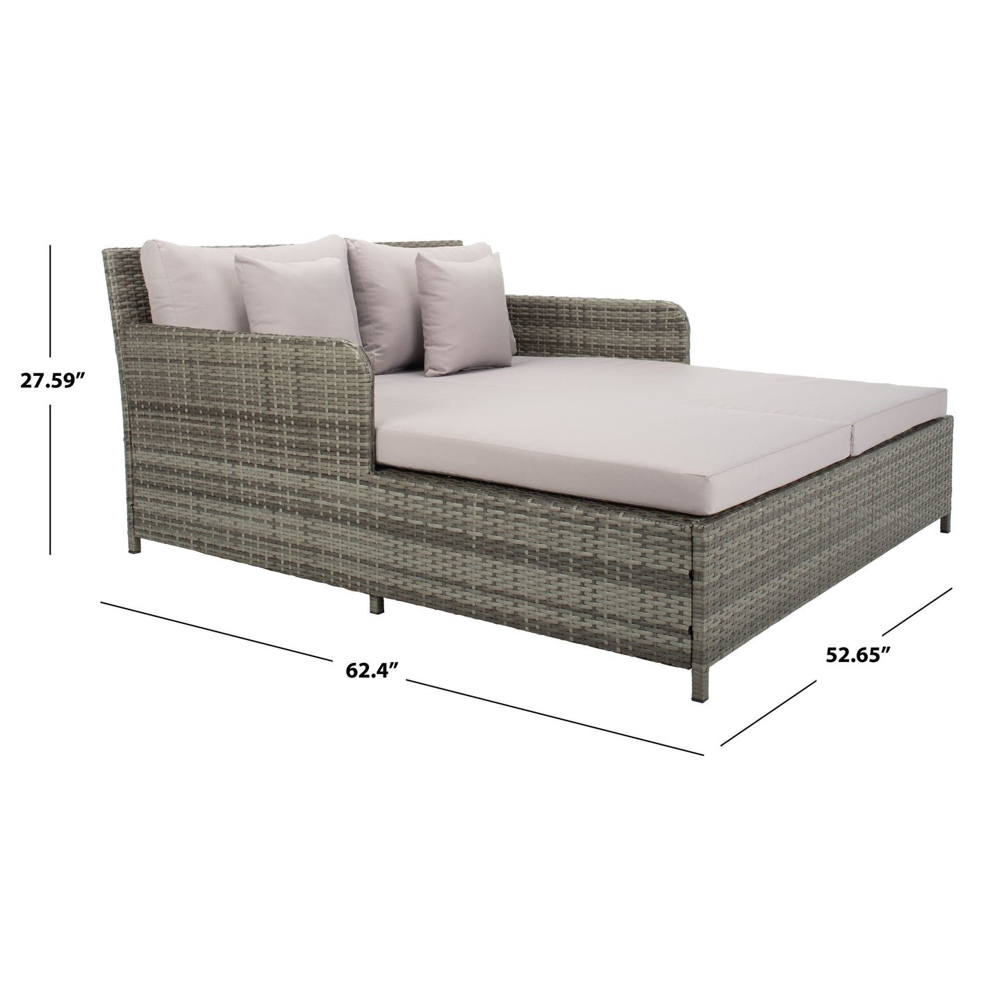 Daybed da esterno in vimini Taniyah di SAFAVIEH con cuscini e imbottiture - 53L x 28P x 62H