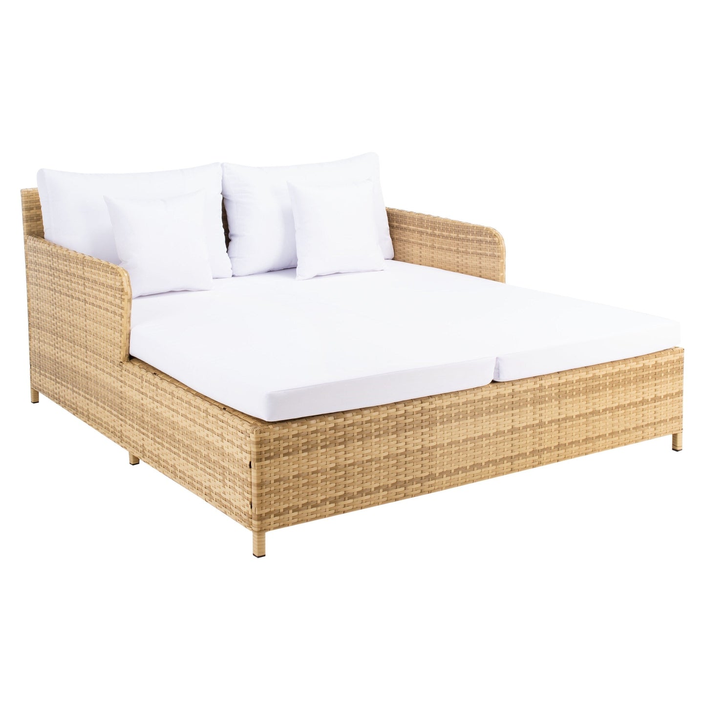 Daybed da esterno in vimini Taniyah di SAFAVIEH con cuscini e imbottiture - 53L x 28P x 62H