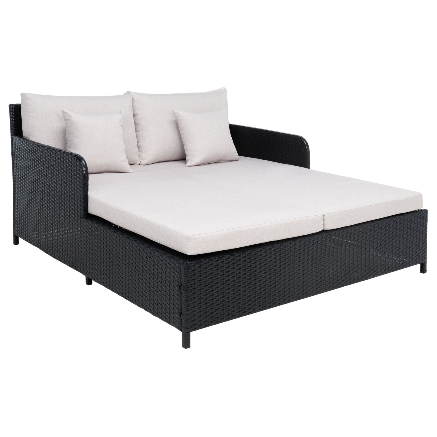 Daybed da esterno in vimini Taniyah di SAFAVIEH con cuscini e imbottiture - 53L x 28P x 62H
