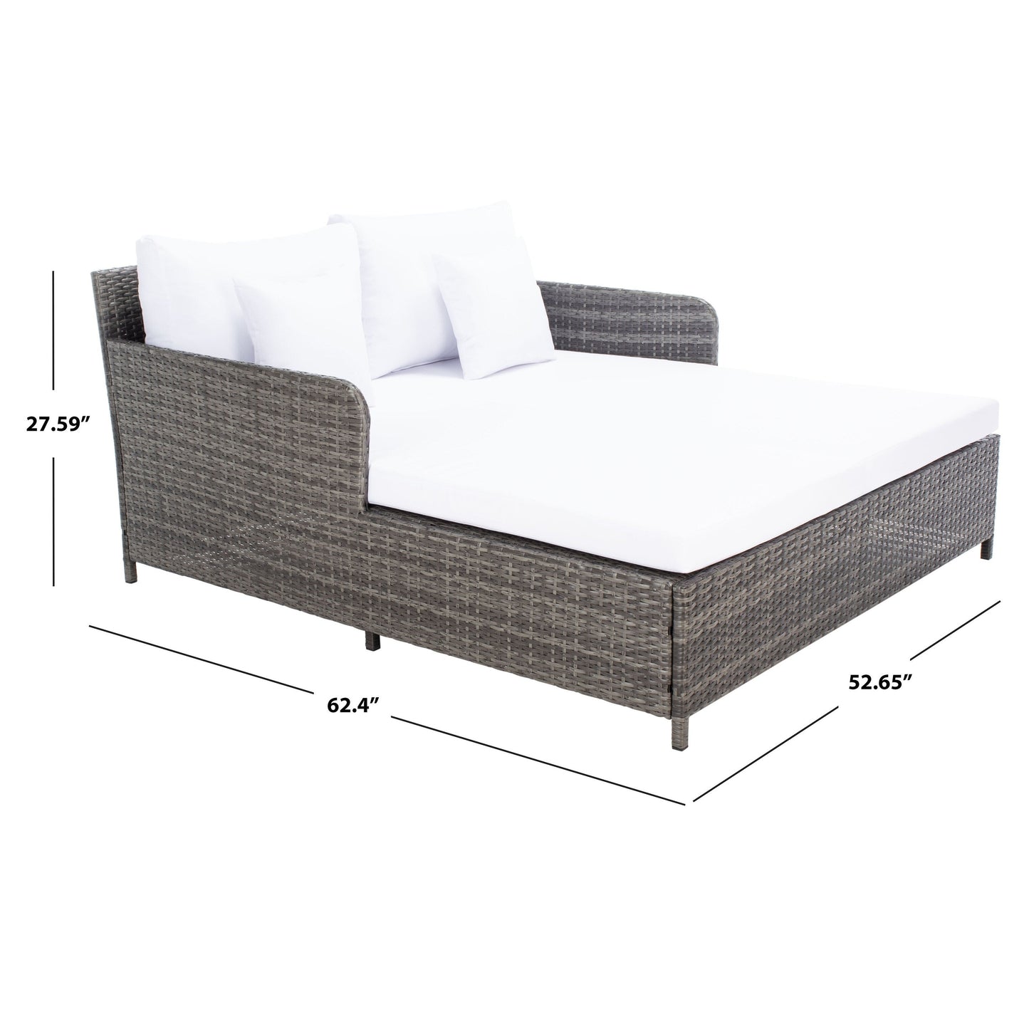 Daybed da esterno in vimini Taniyah di SAFAVIEH con cuscini e imbottiture - 53L x 28P x 62H