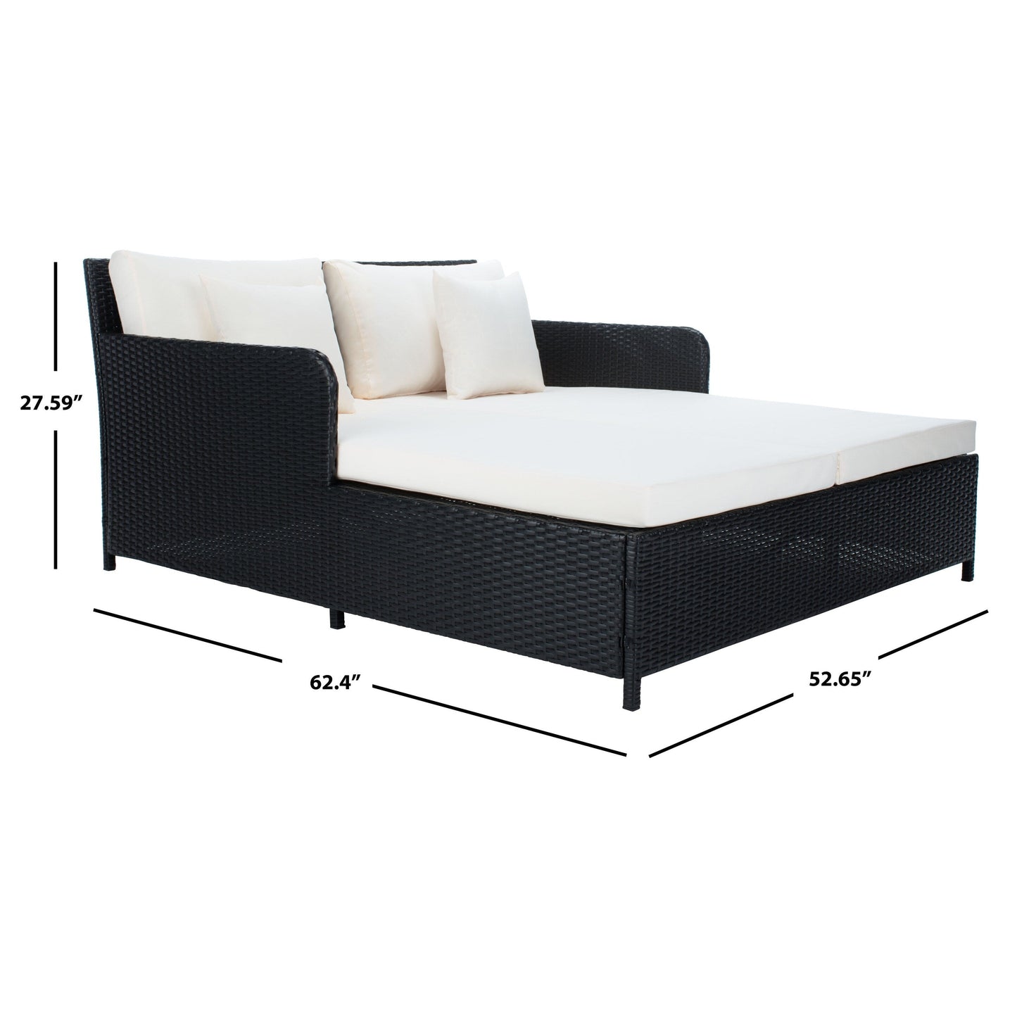 Daybed da esterno in vimini Taniyah di SAFAVIEH con cuscini e imbottiture - 53L x 28P x 62H