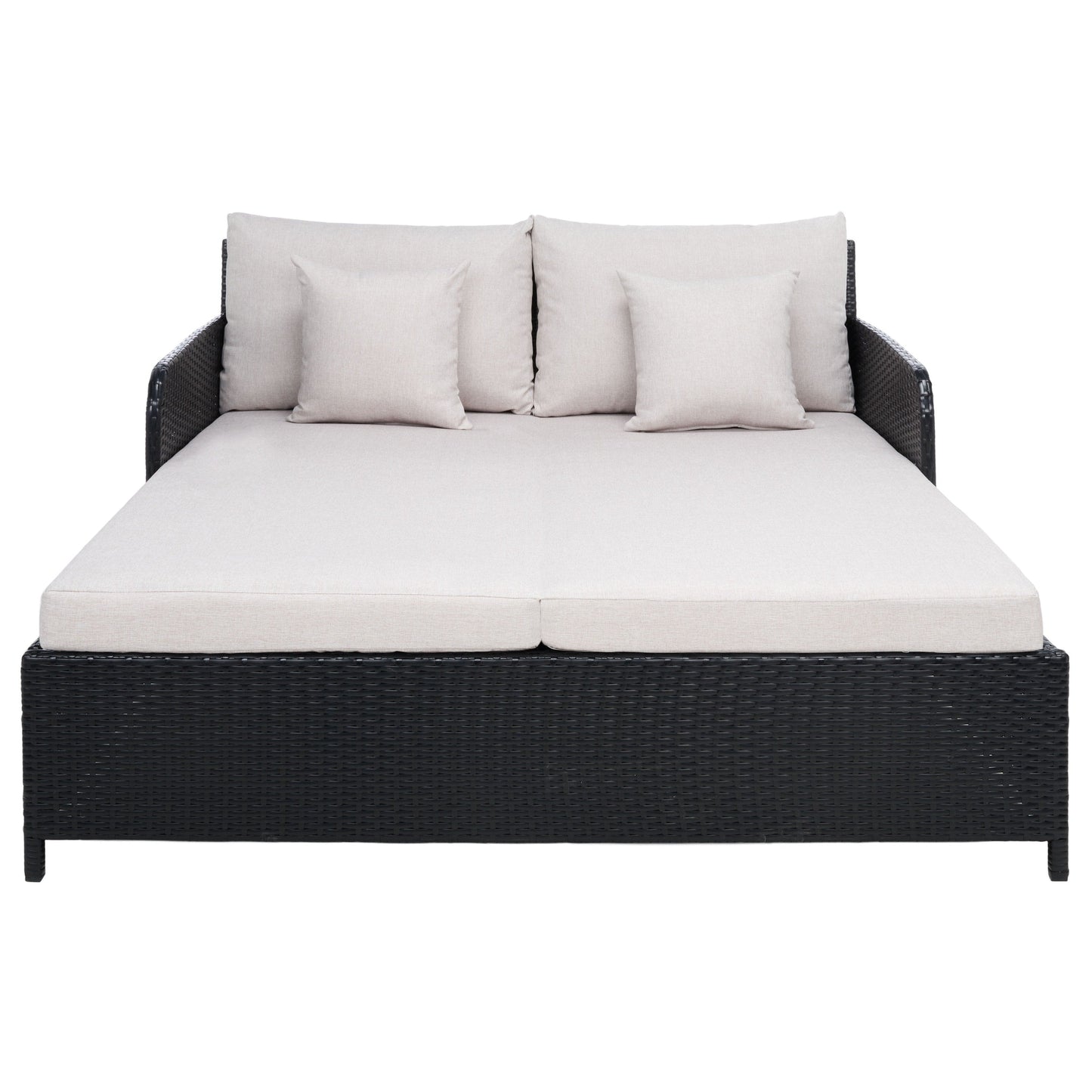 Daybed da esterno in vimini Taniyah di SAFAVIEH con cuscini e imbottiture - 53L x 28P x 62H