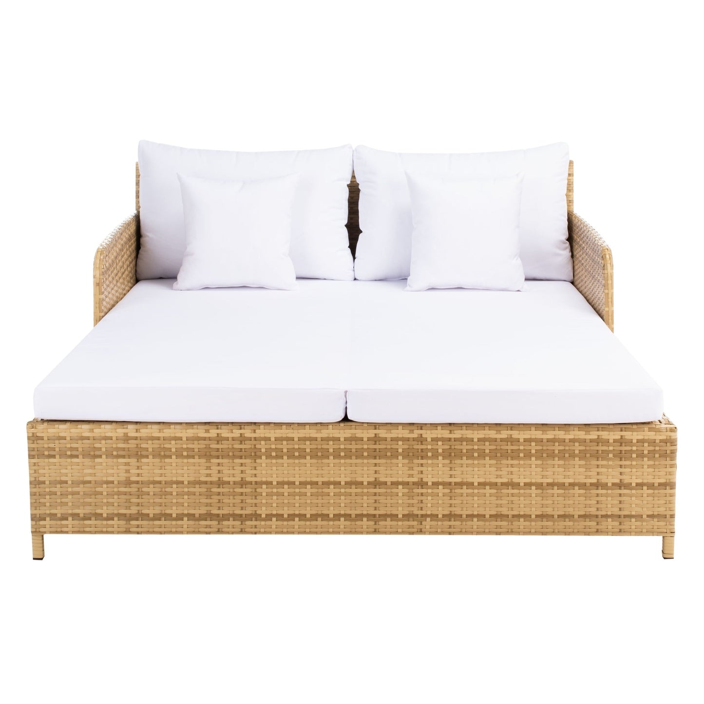 Daybed da esterno in vimini Taniyah di SAFAVIEH con cuscini e imbottiture - 53L x 28P x 62H