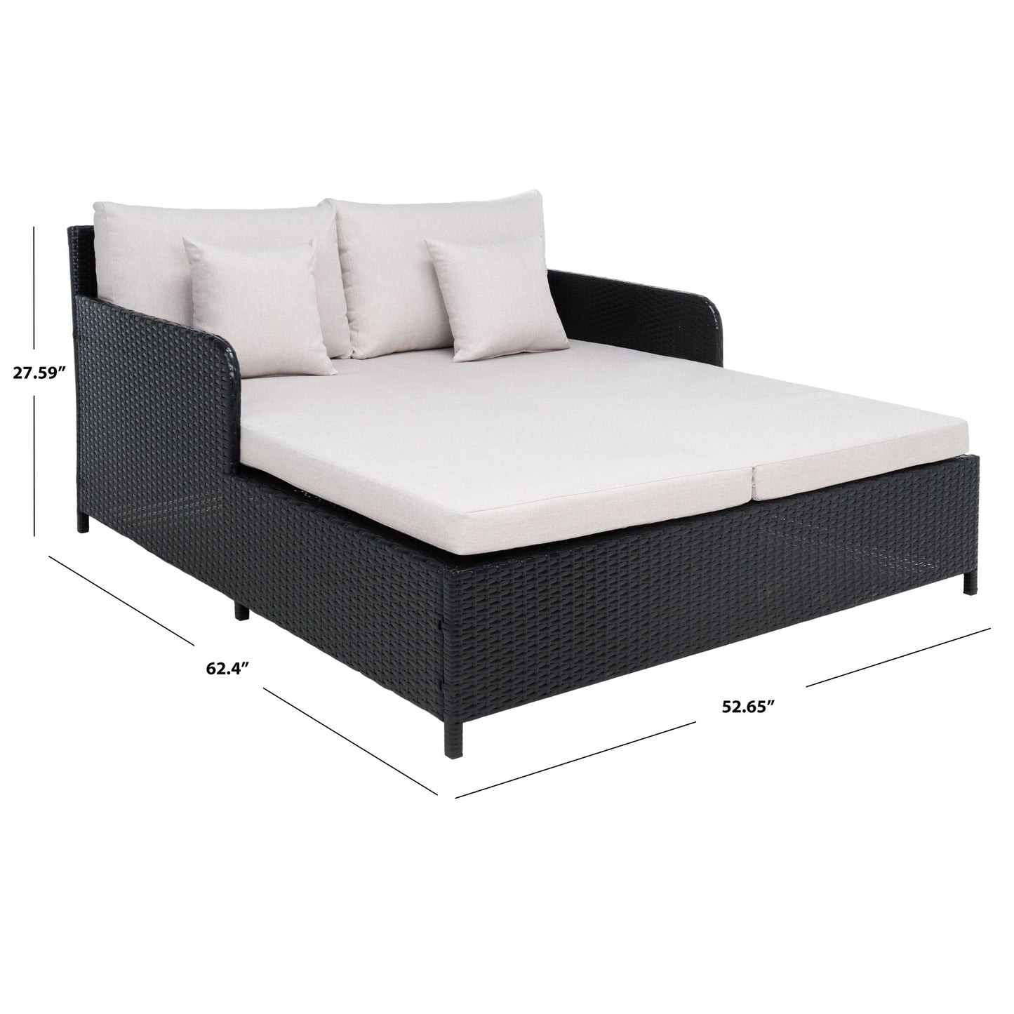 Daybed da esterno in vimini Taniyah di SAFAVIEH con cuscini e imbottiture - 53L x 28P x 62H