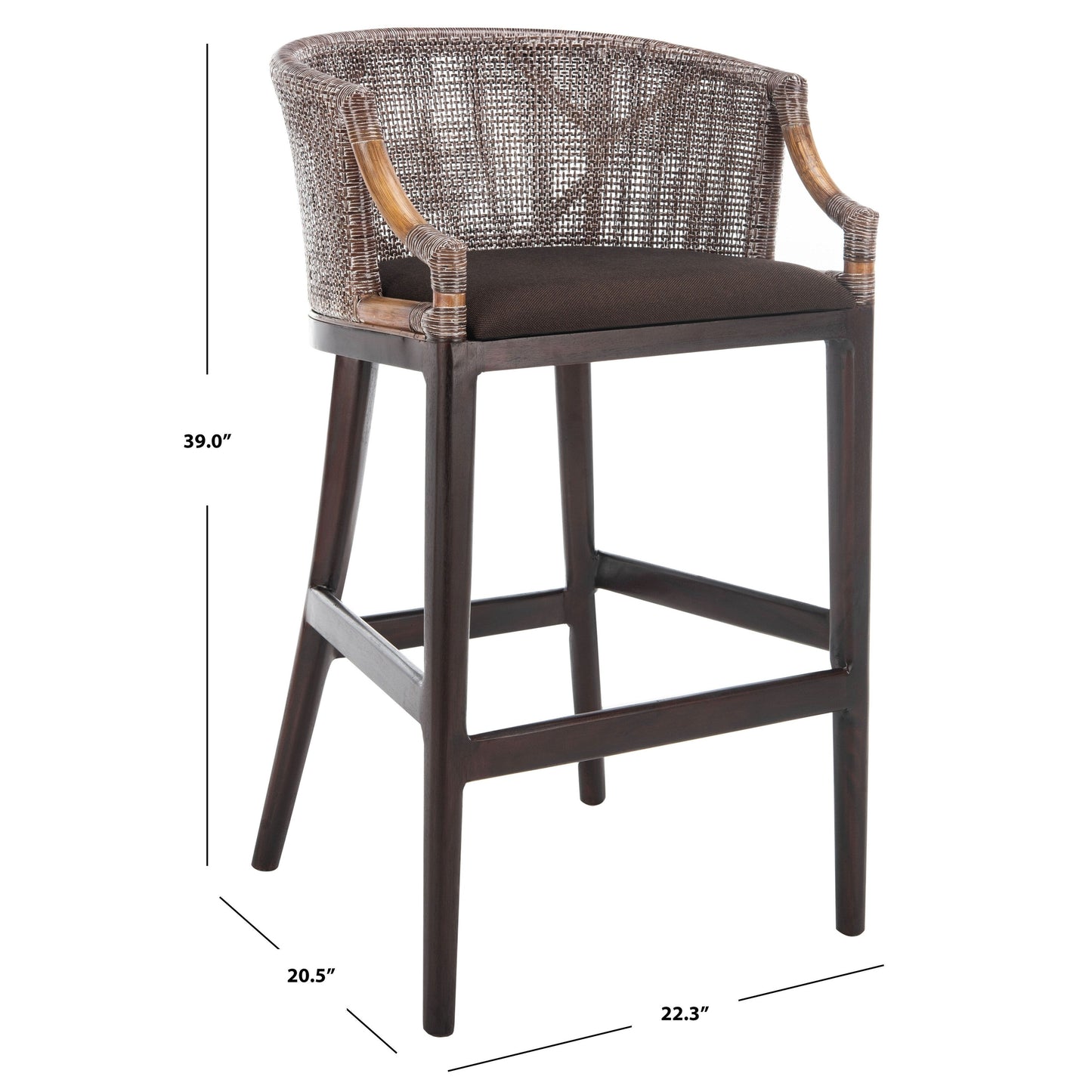 SAFAVIEH Virona sgabello da bar in vimini da 76 cm - 56,5 L x 52 P x 99 A - 56,5Lx52Px99A