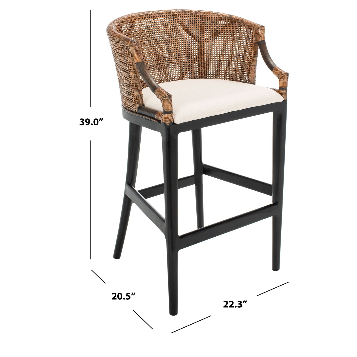 SAFAVIEH Virona sgabello da bar in vimini da 76 cm - 56,5 L x 52 P x 99 A - 56,5Lx52Px99A