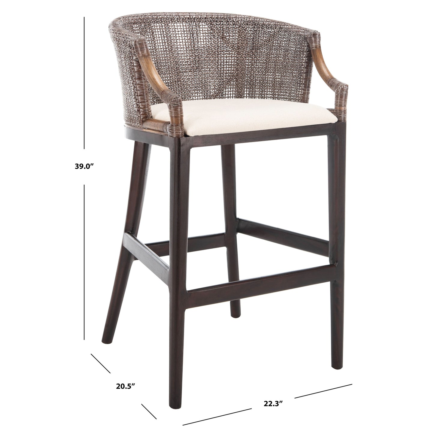 SAFAVIEH Virona sgabello da bar in vimini da 76 cm - 56,5 L x 52 P x 99 A - 56,5Lx52Px99A