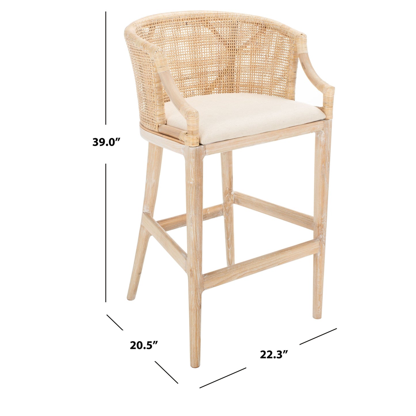 SAFAVIEH Virona sgabello da bar in vimini da 76 cm - 56,5 L x 52 P x 99 A - 56,5Lx52Px99A