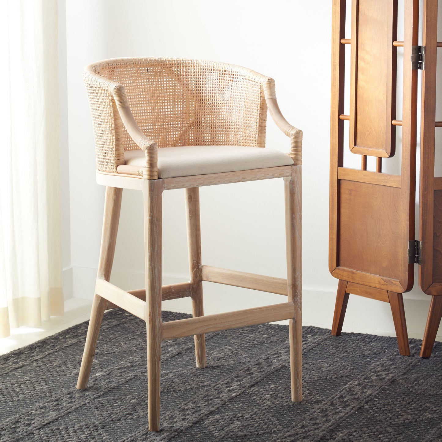 SAFAVIEH Virona sgabello da bar in vimini da 76 cm - 56,5 L x 52 P x 99 A - 56,5Lx52Px99A