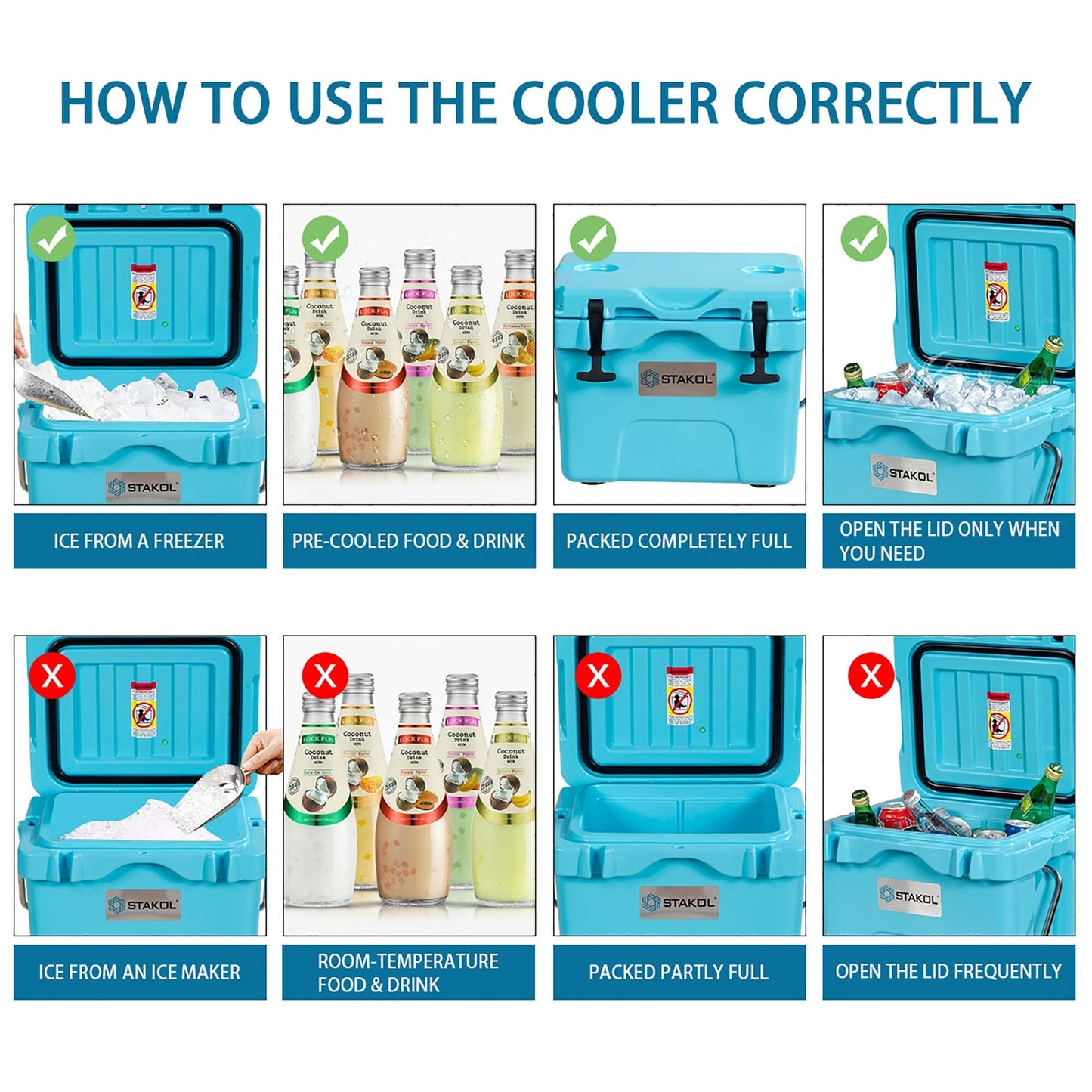 SKTAKOL 16 Quart Cooler Portable Ice Chest Leak-Proof 24 Cans Ice - Vedi dettagli