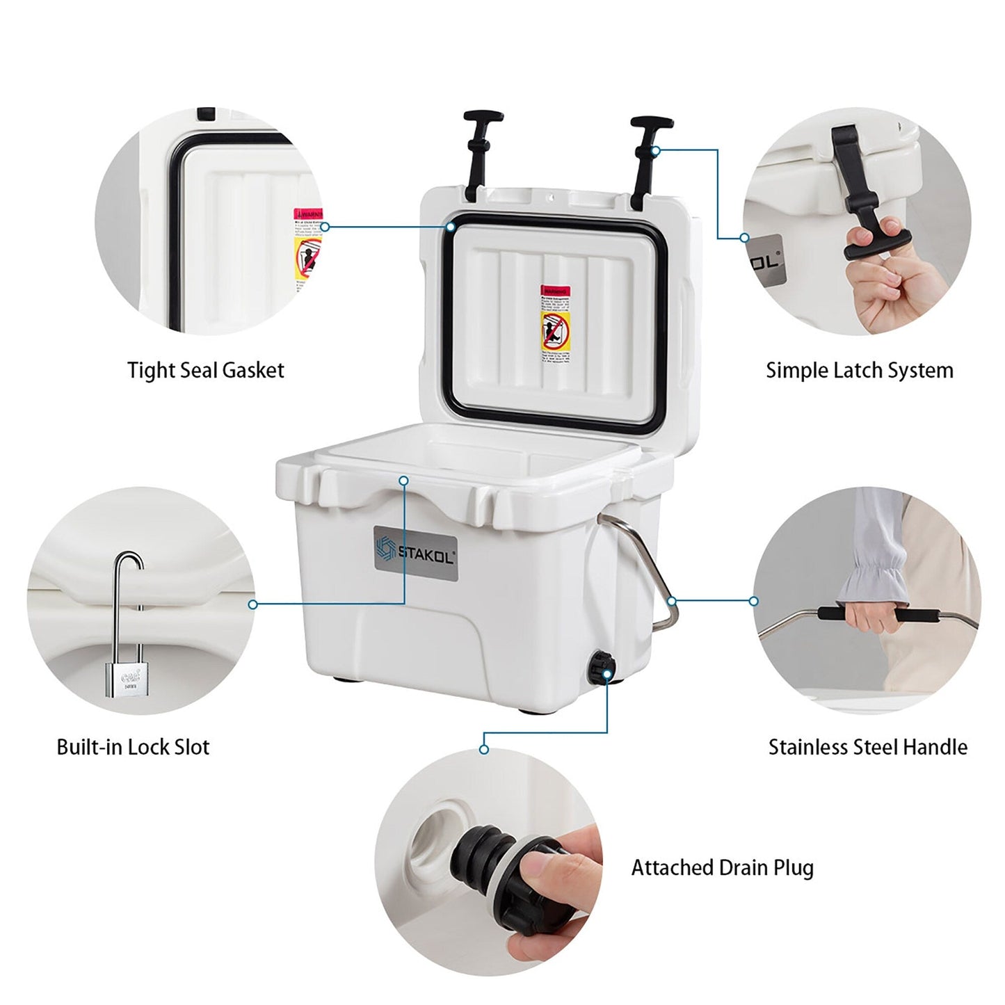 SKTAKOL 16 Quart Cooler Portable Ice Chest Leak-Proof 24 Cans Ice - Vedi dettagli