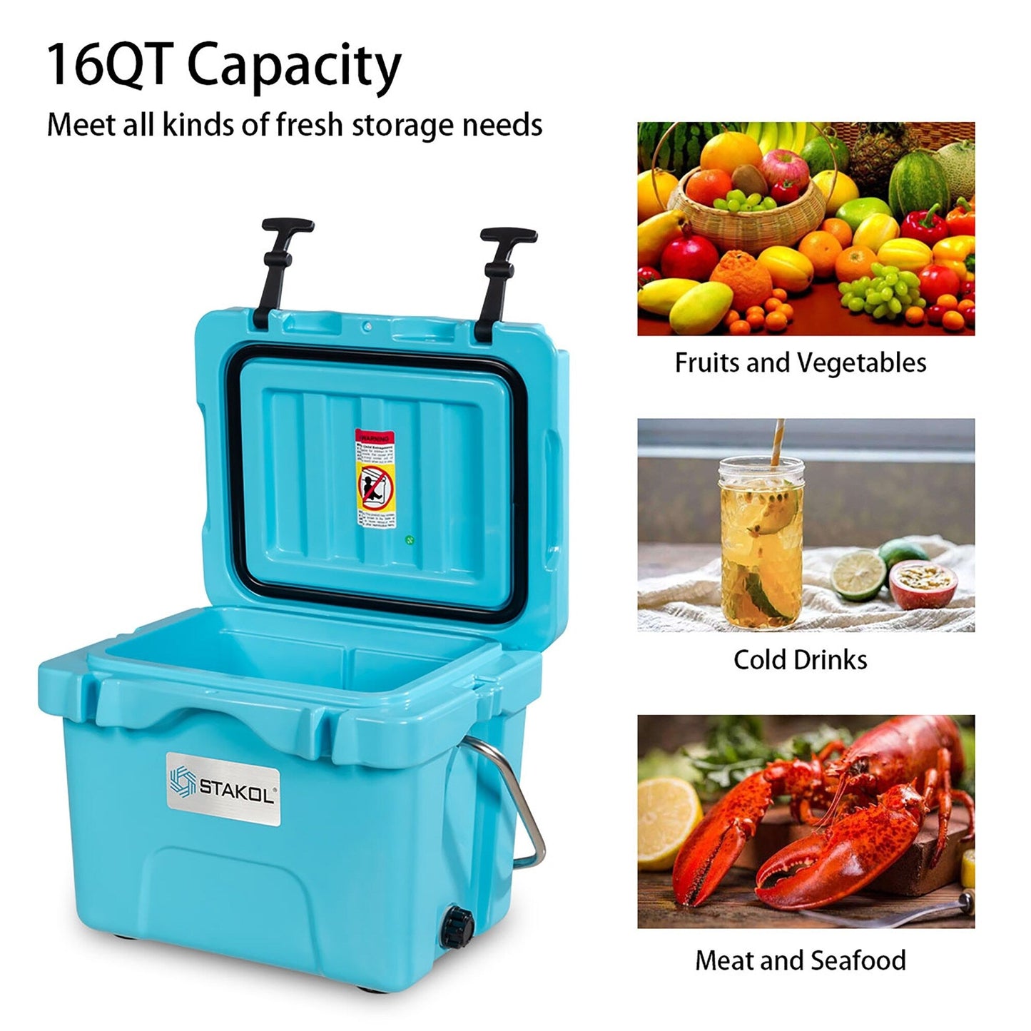 SKTAKOL 16 Quart Cooler Portable Ice Chest Leak-Proof 24 Cans Ice - Vedi dettagli