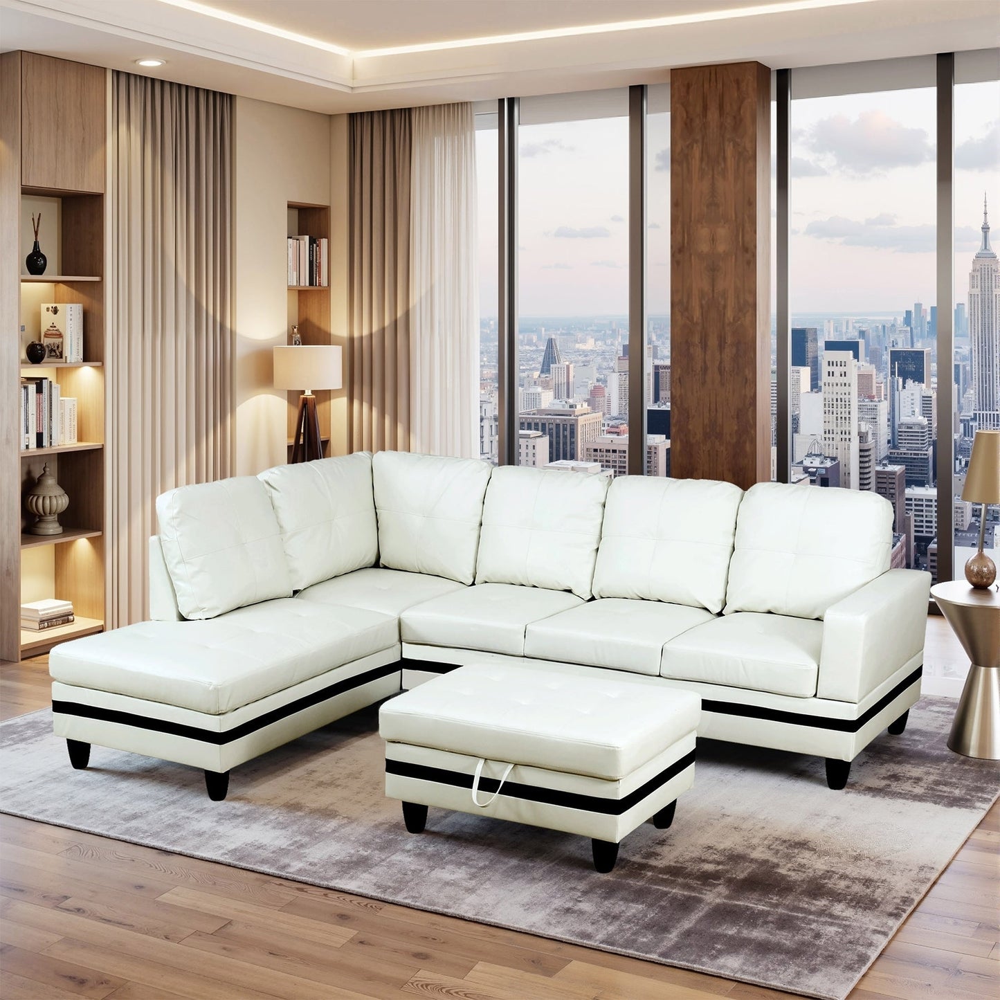 Set di Divani per Soggiorno in Pelle Sintetica Semi PU a 3 Pezzi