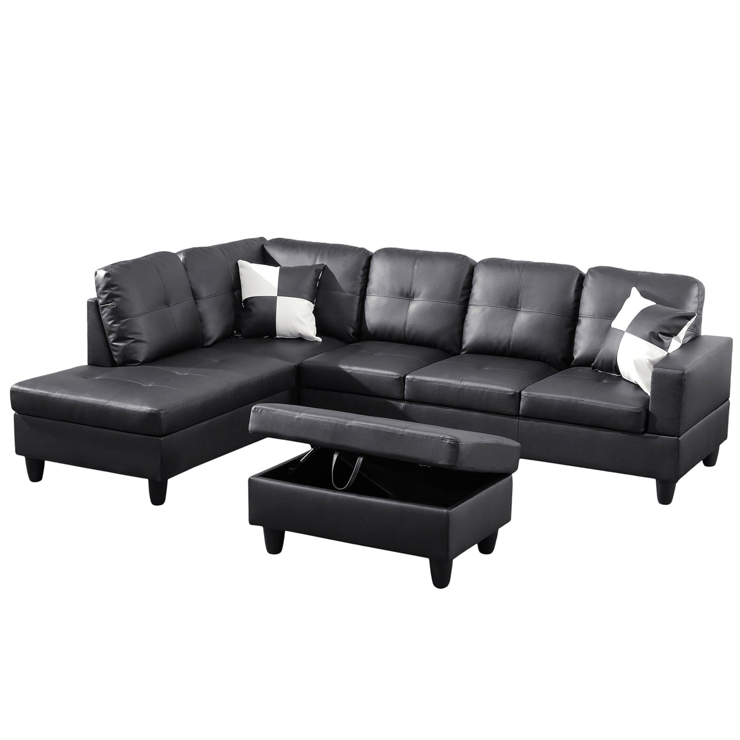 Set di Divani per Soggiorno in Pelle Sintetica Semi PU a 3 Pezzi
